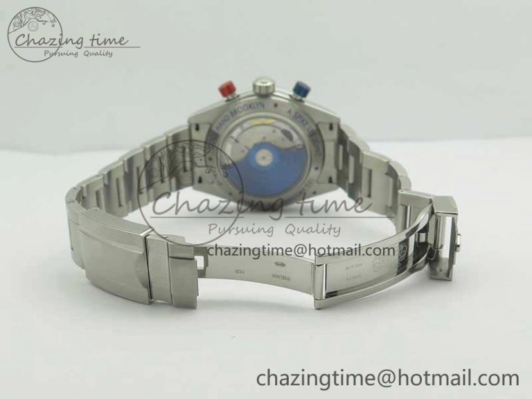 Daytona Blue Red Pushers BP Maker Blue Dial On SS Bracelet A4130 (Free Leather Strap) Vibrant 3446