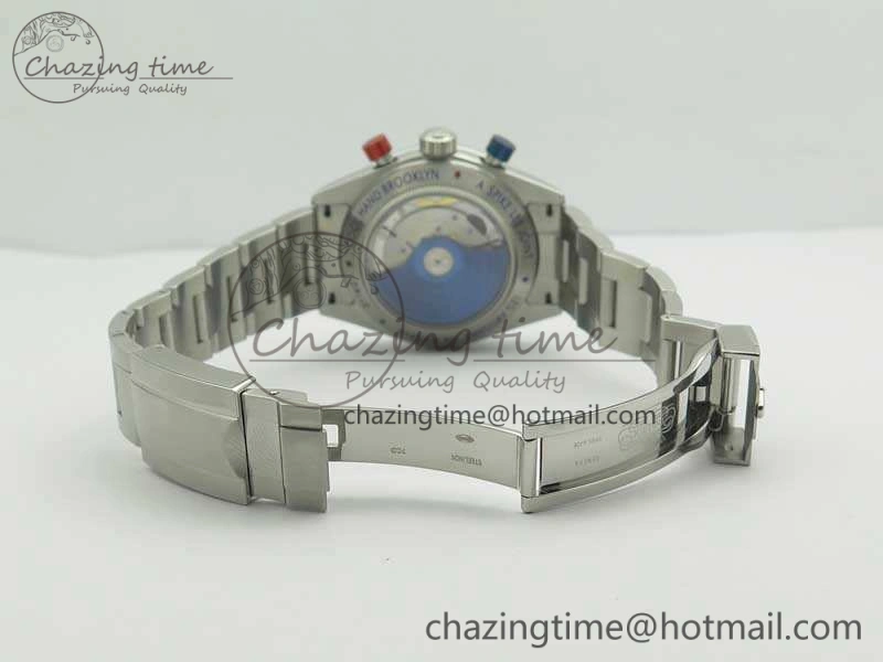 Daytona Blue Red Pushers BP Maker Blue Dial On SS Bracelet A4130 (Free Leather Strap) Vibrant 3446