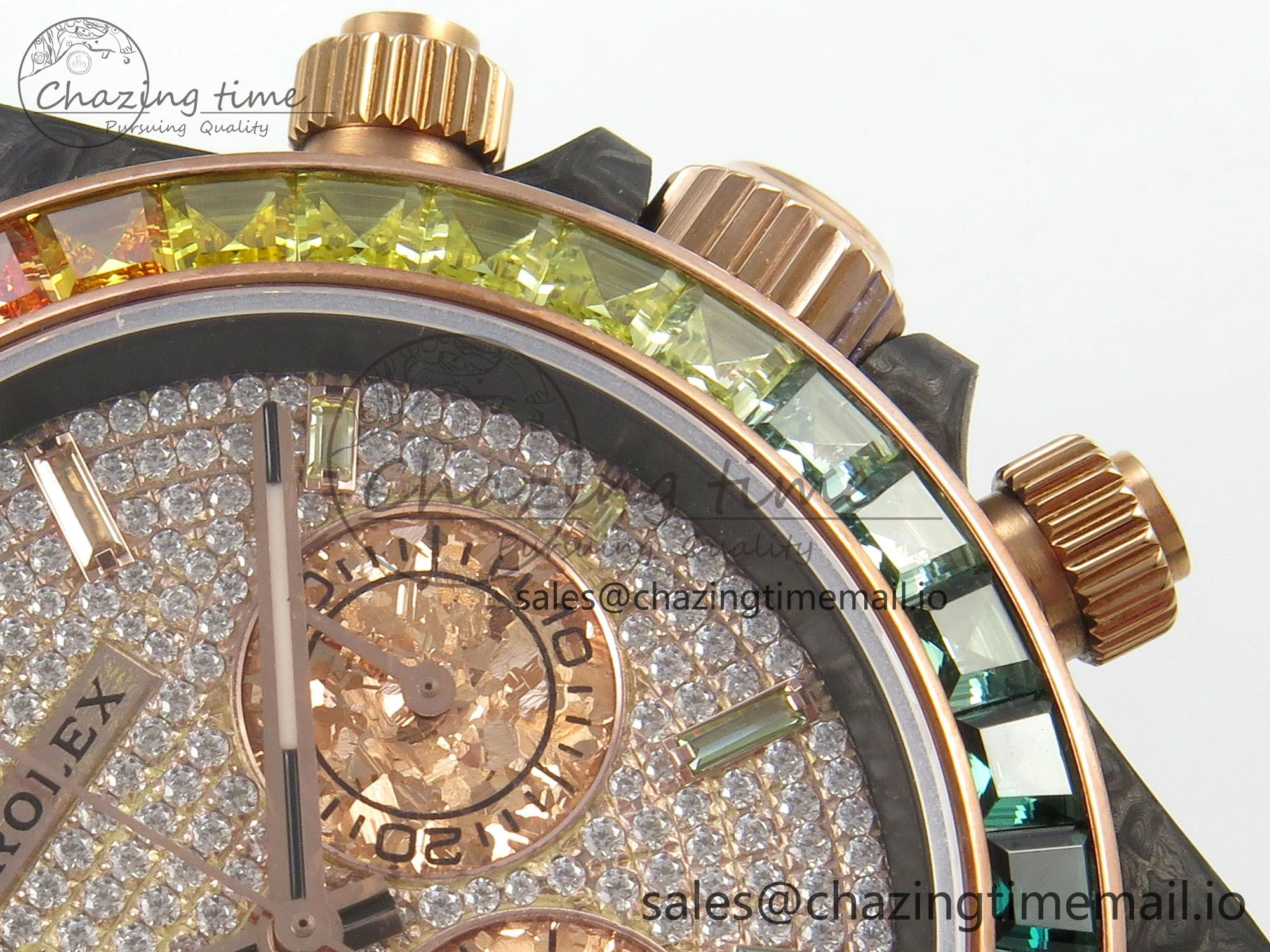 Daytona Cosmograph Black Carbon MPF Best Edition Full Diamond Dial Black Nylon Strap A Sporty 317