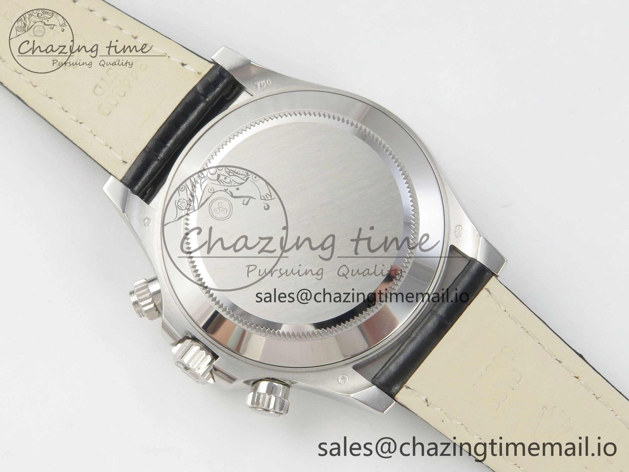 Daytona Cosmograph Light Crystals Bezel SS MPF Best White MOP Dial On Black Leather Strap A FlexibleFit 318