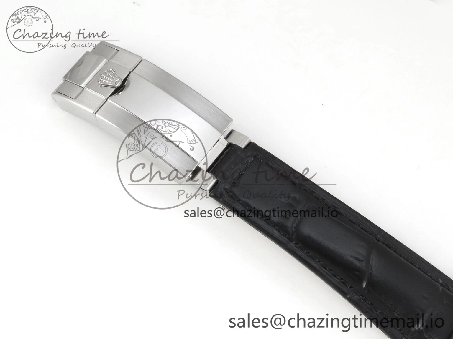 Daytona Cosmograph Light Crystals Bezel SS MPF Best White MOP Dial On Black Leather Strap A FlexibleFit 318