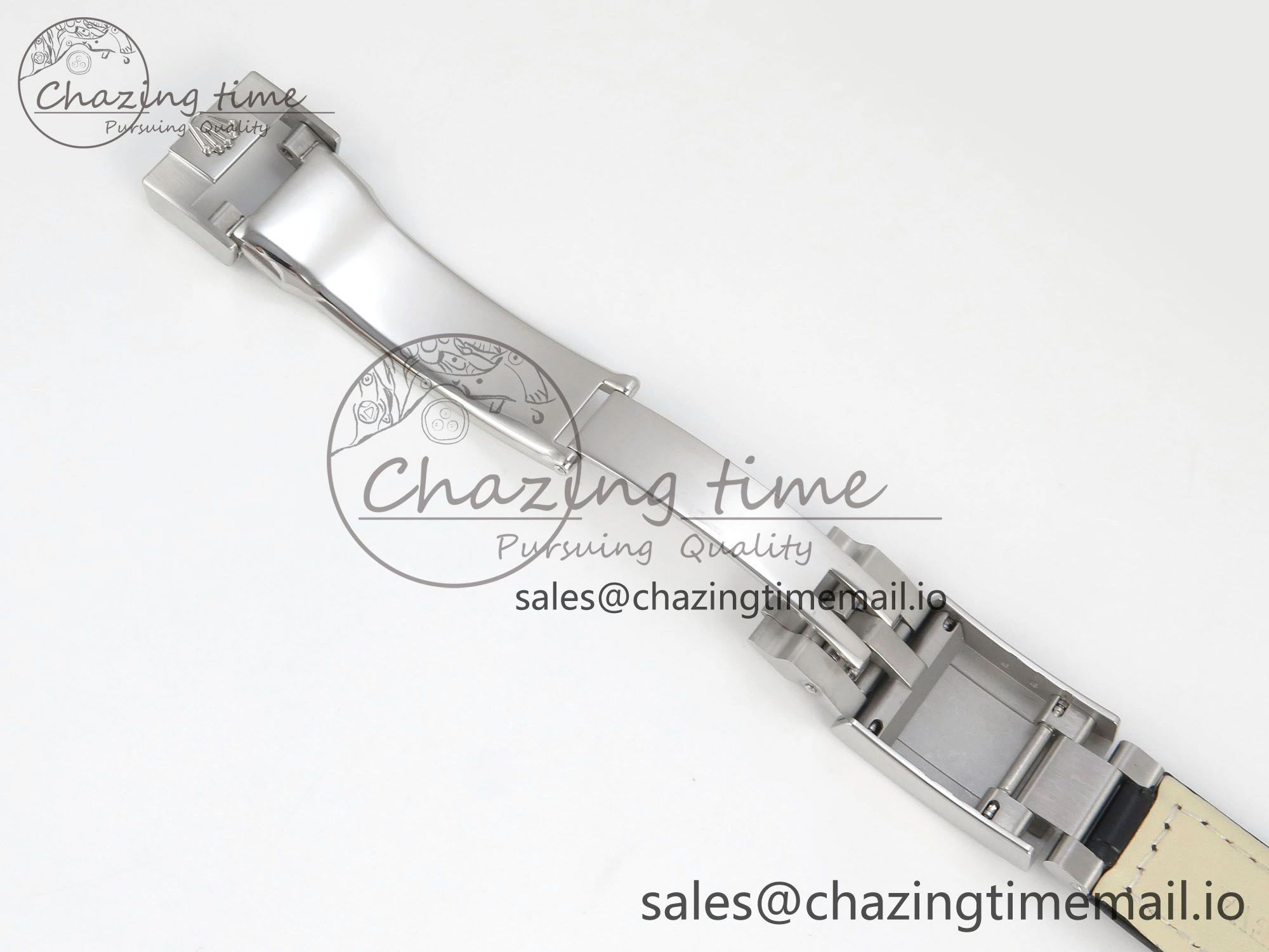 Daytona Cosmograph Light Crystals Bezel SS MPF Best White MOP Dial On Black Leather Strap A FlexibleFit 318