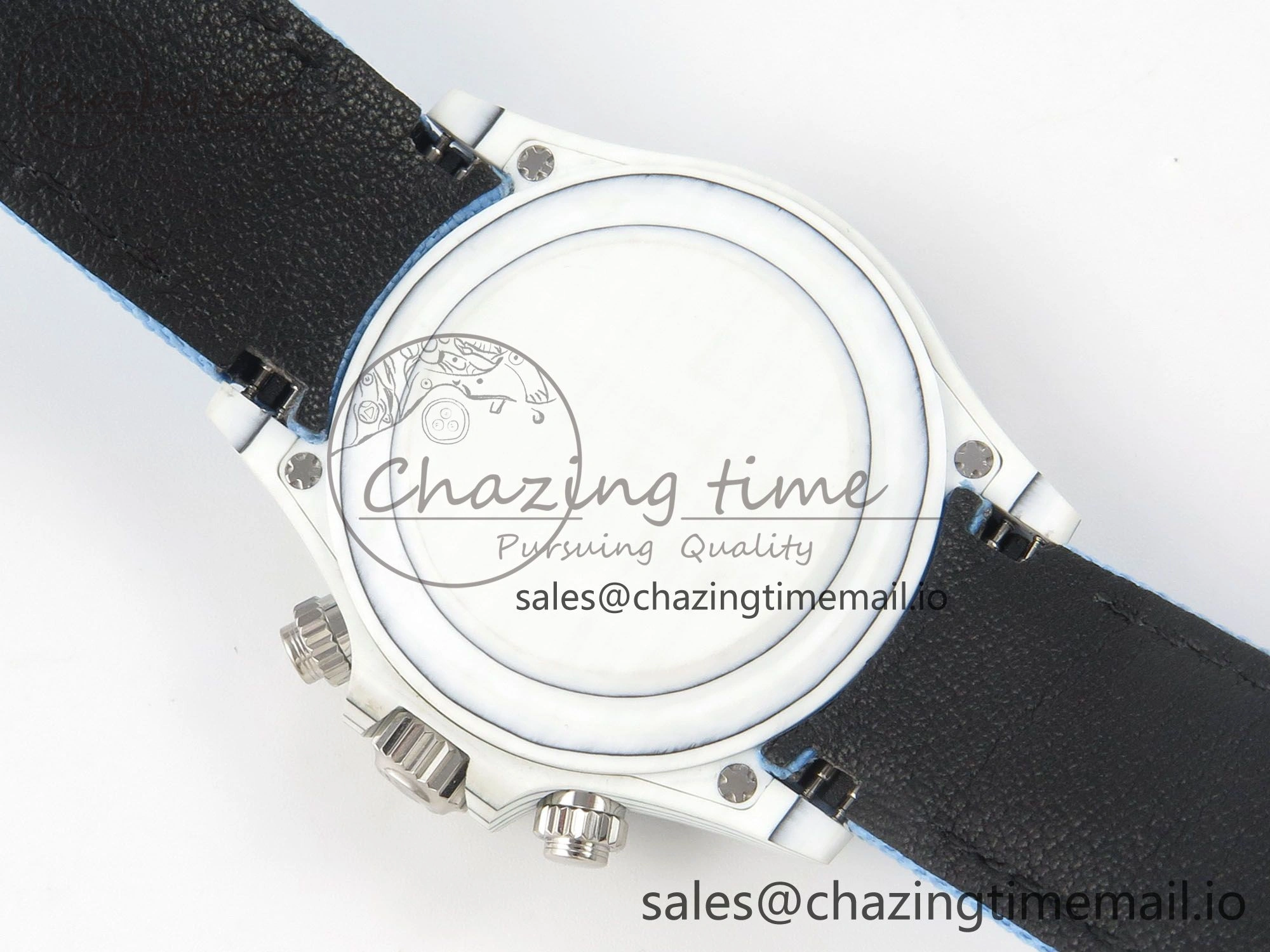 FlexibleFit Daytona Cosmograph White Carbon Blue Crystals Bezel MPF Best Blue Skeleton Dial on Blue Nylon Strap A 313