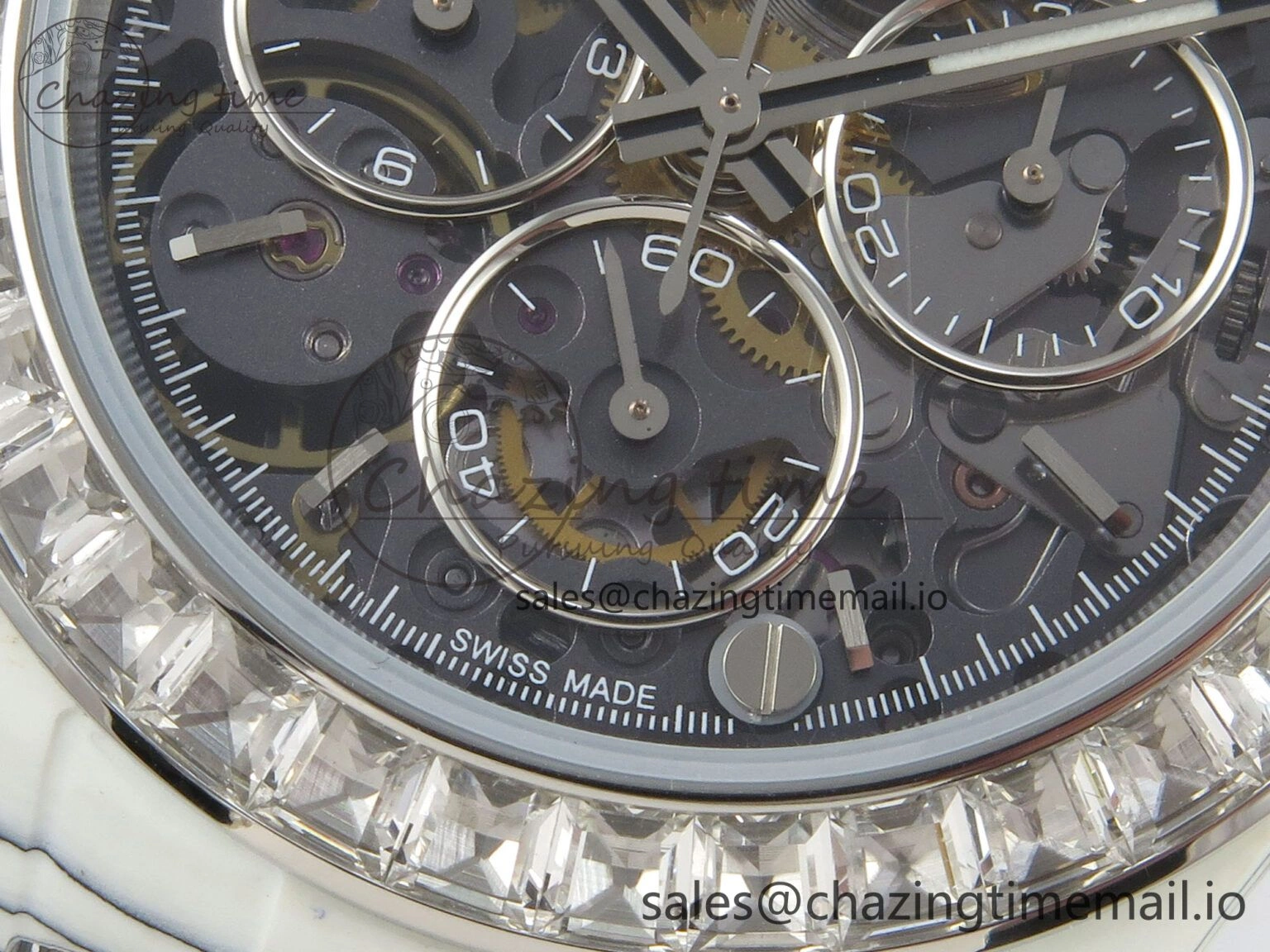 Daytona Cosmograph White Carbon MPF Best Blaken Skeleton Dial on White Nylon Strap A TravelReady 314