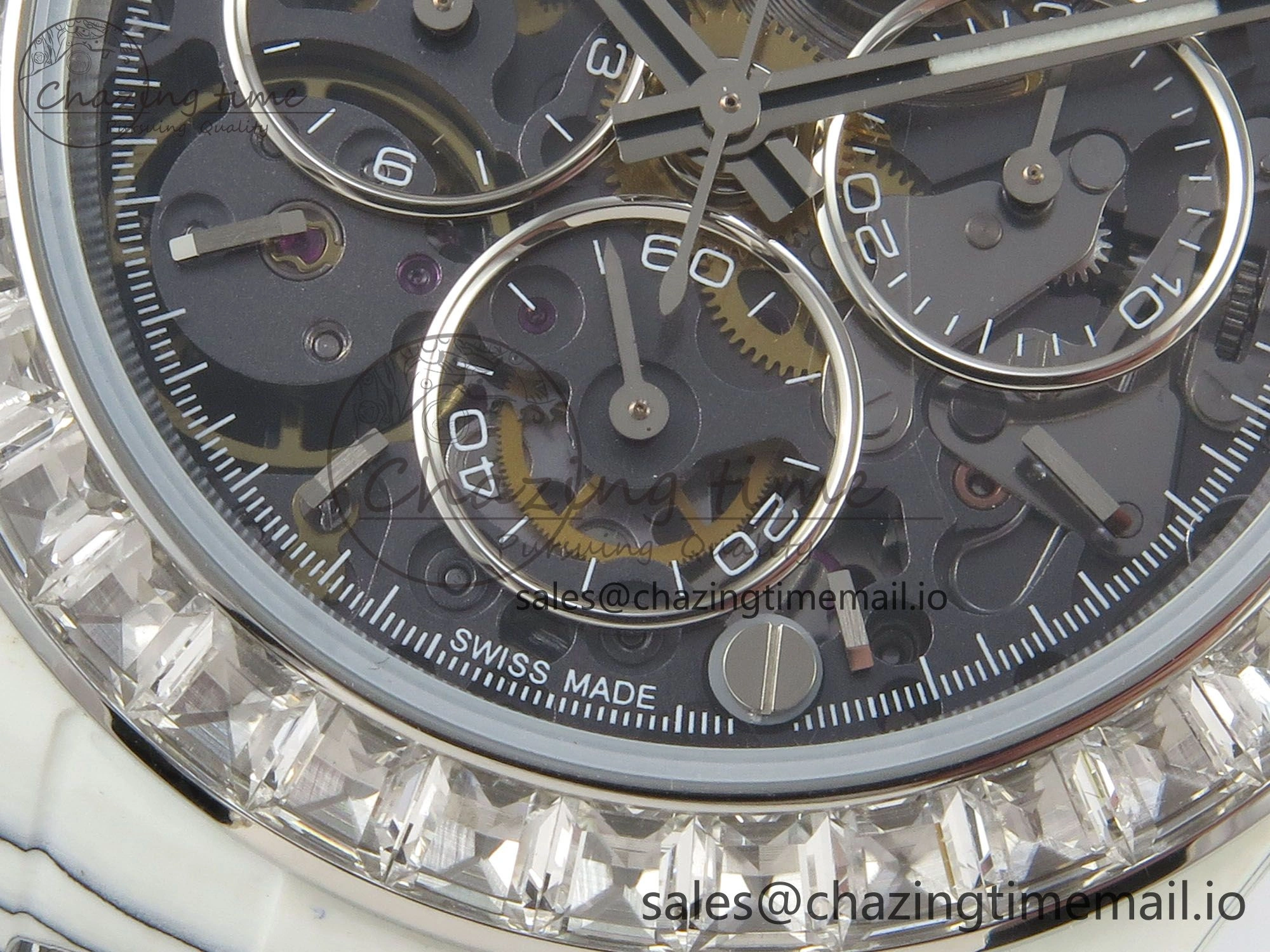 Daytona Cosmograph White Carbon MPF Best Blaken Skeleton Dial on White Nylon Strap A TravelReady 314