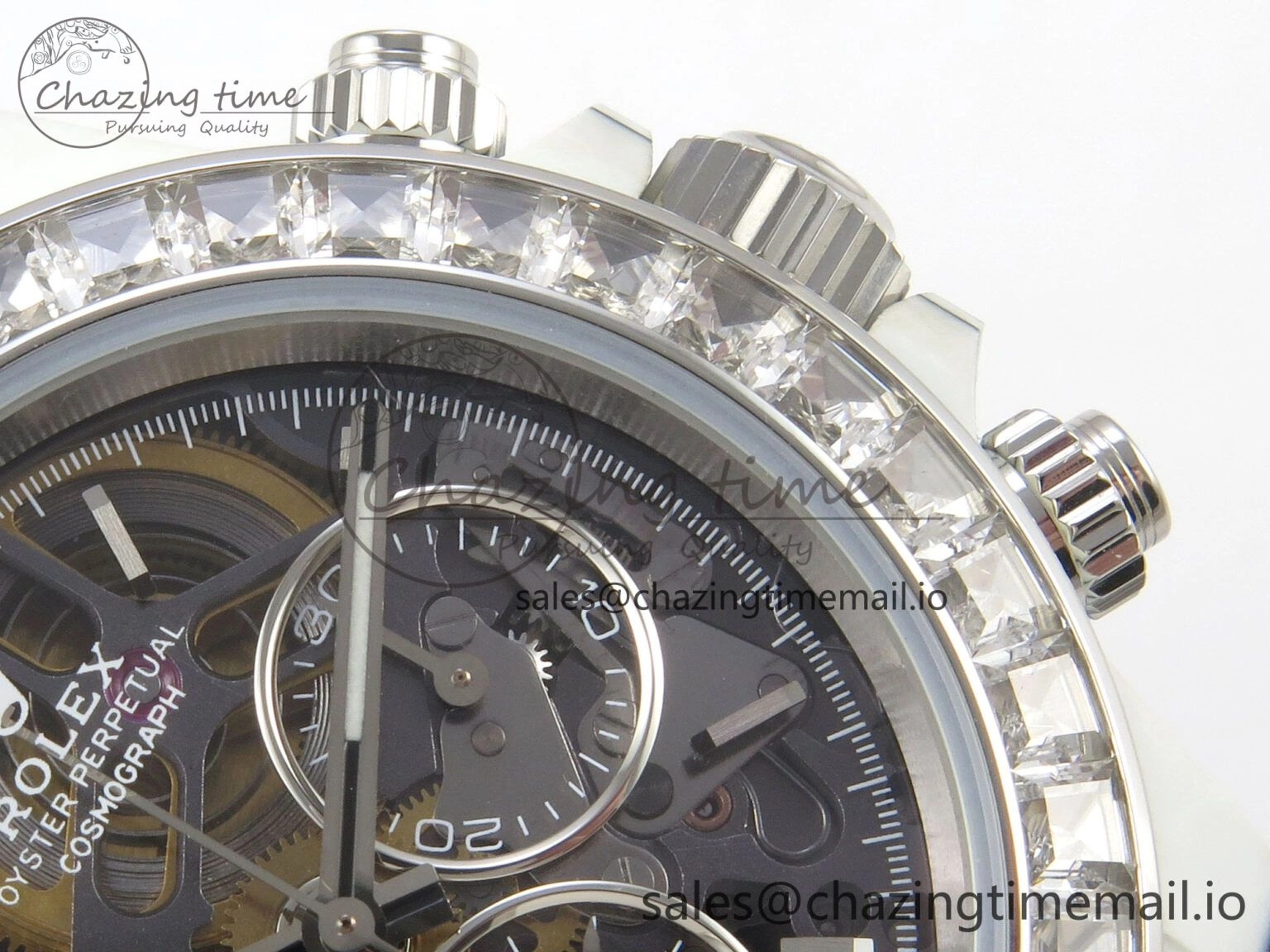 Daytona Cosmograph White Carbon MPF Best Blaken Skeleton Dial on White Nylon Strap A TravelReady 314
