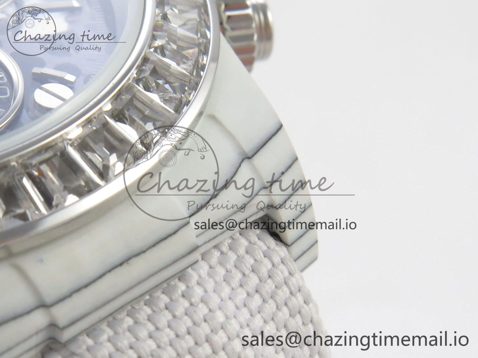Daytona Cosmograph White Carbon MPF Best Blaken Skeleton Dial on White Nylon Strap A TravelReady 314