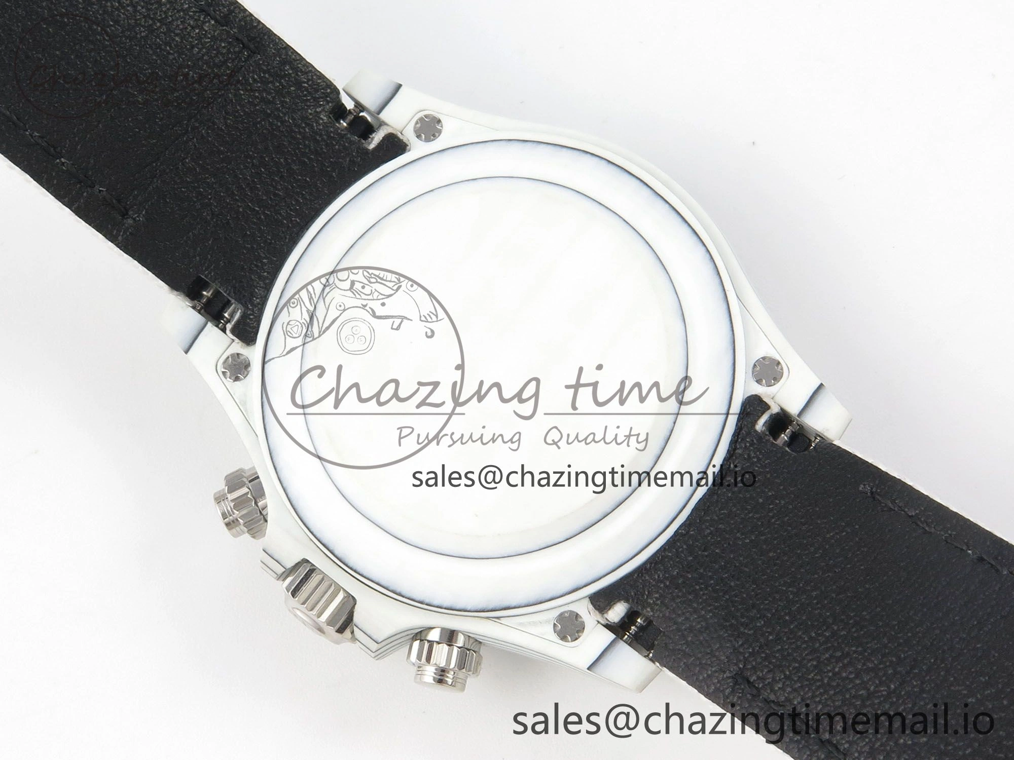 Daytona Cosmograph White Carbon MPF Best Blaken Skeleton Dial on White Nylon Strap A TravelReady 314