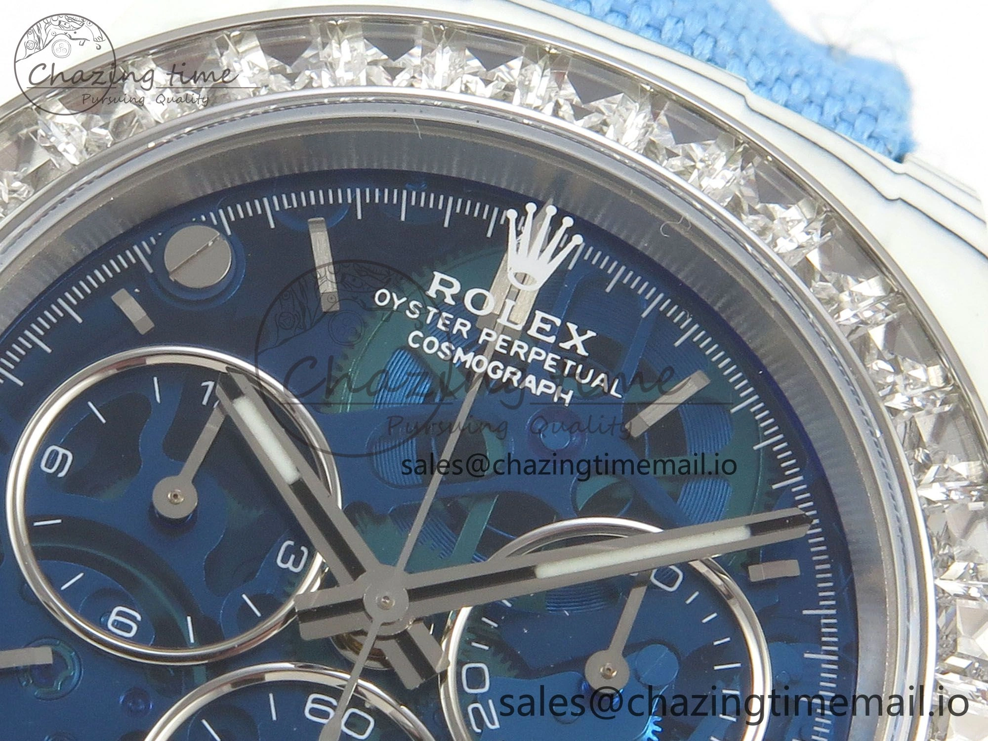 EyeCatching Daytona Cosmograph White Carbon MPF Best Blue Skeleton Dial on Blue Nylon Strap A 320