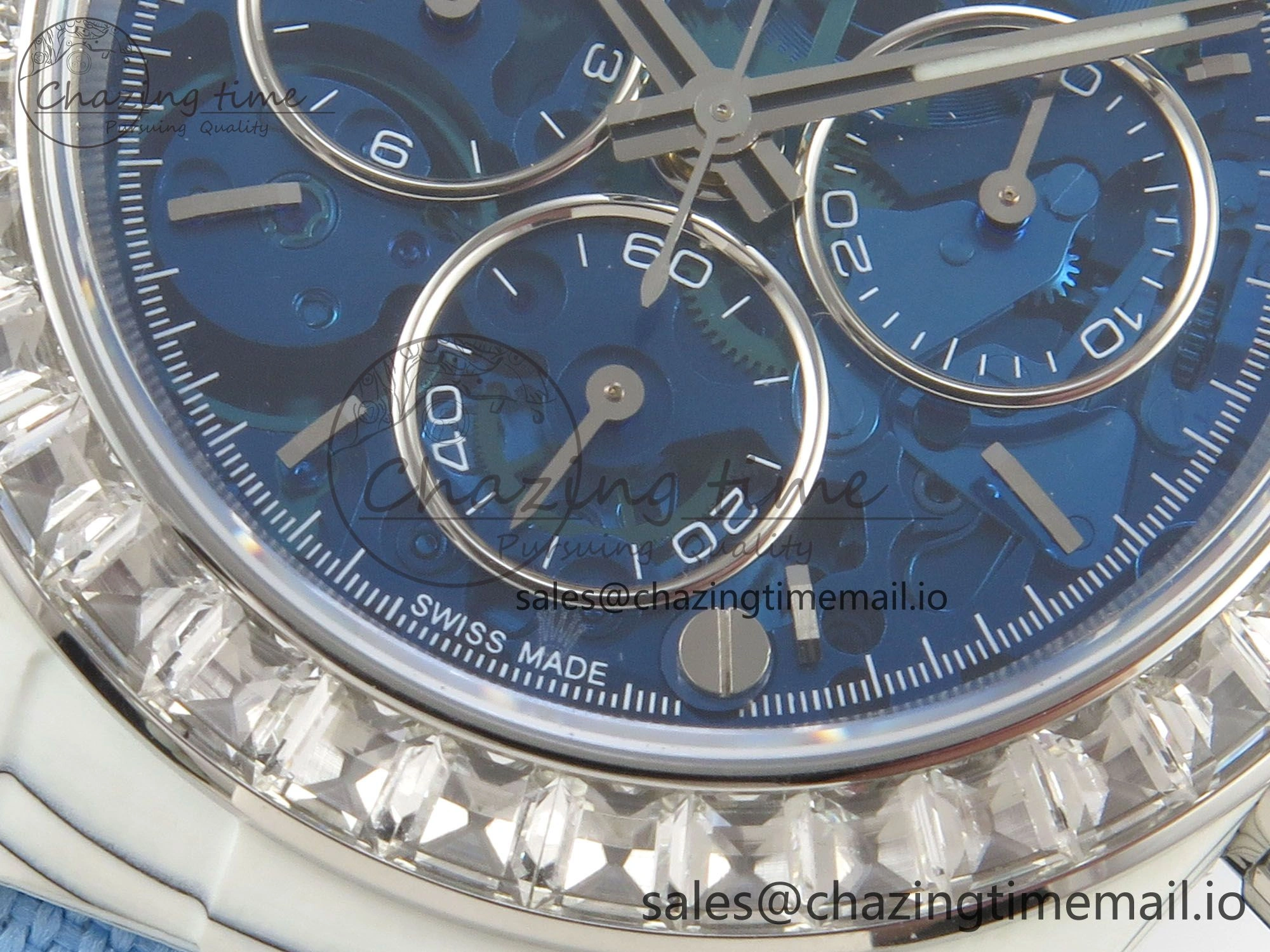 EyeCatching Daytona Cosmograph White Carbon MPF Best Blue Skeleton Dial on Blue Nylon Strap A 320