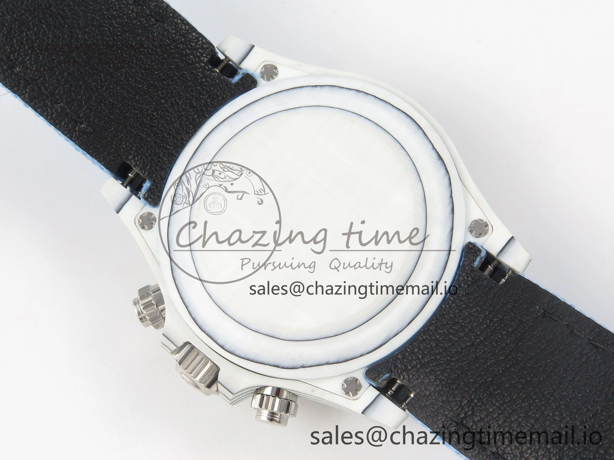 EyeCatching Daytona Cosmograph White Carbon MPF Best Blue Skeleton Dial on Blue Nylon Strap A 320