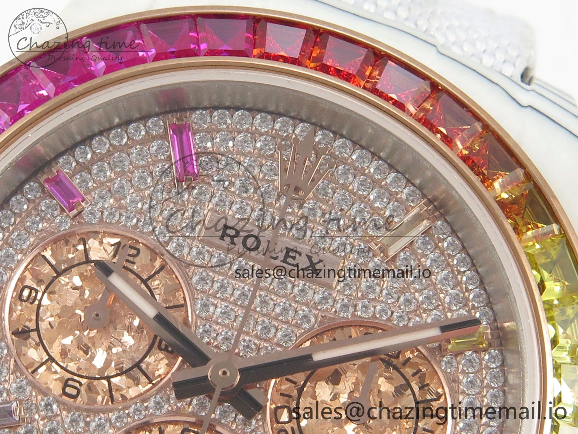Tailored Daytona Cosmograph White Carbon MPF Best Edition Full Diamond Dial White Nylon Strap A 316