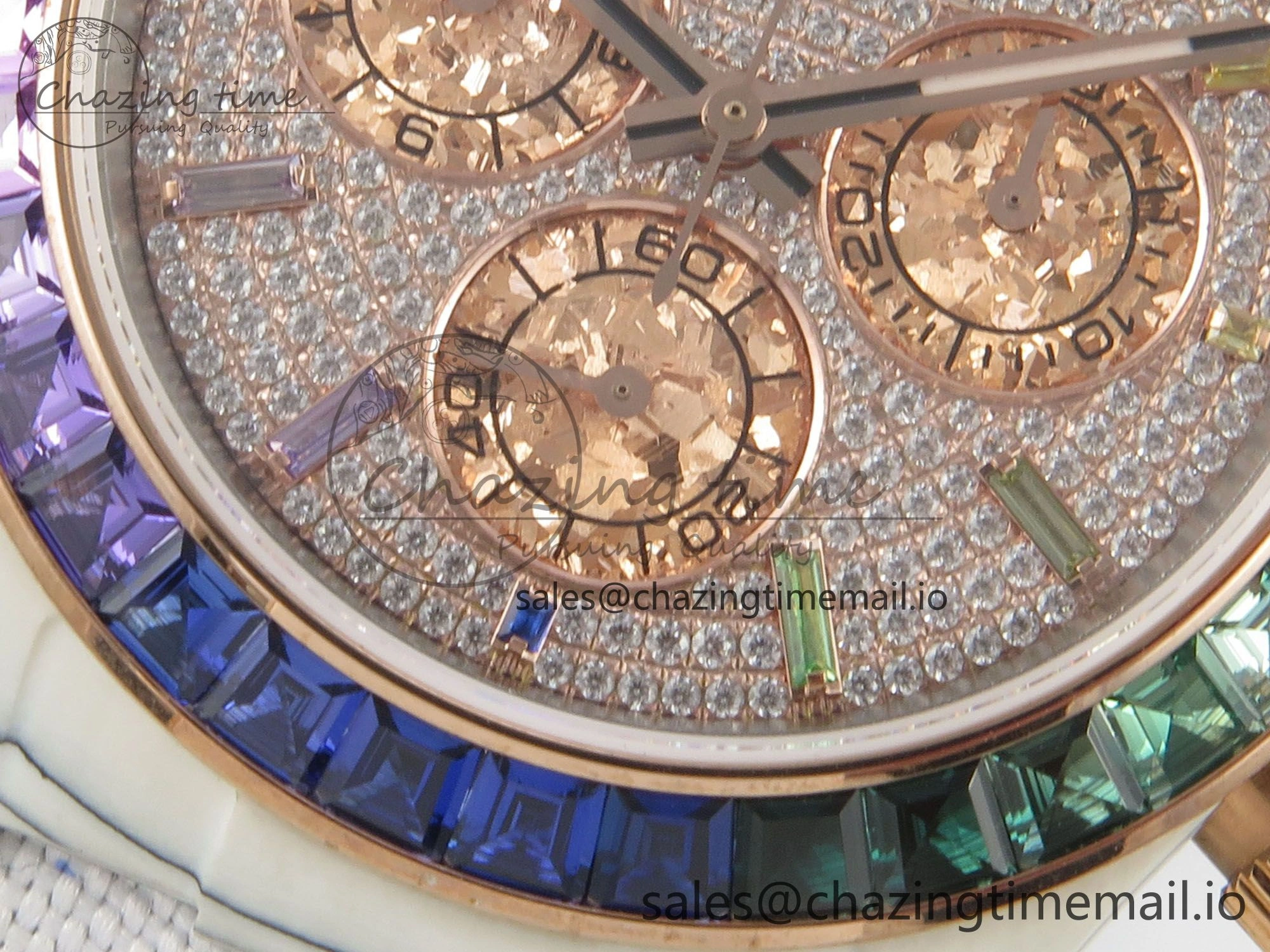 Tailored Daytona Cosmograph White Carbon MPF Best Edition Full Diamond Dial White Nylon Strap A 316