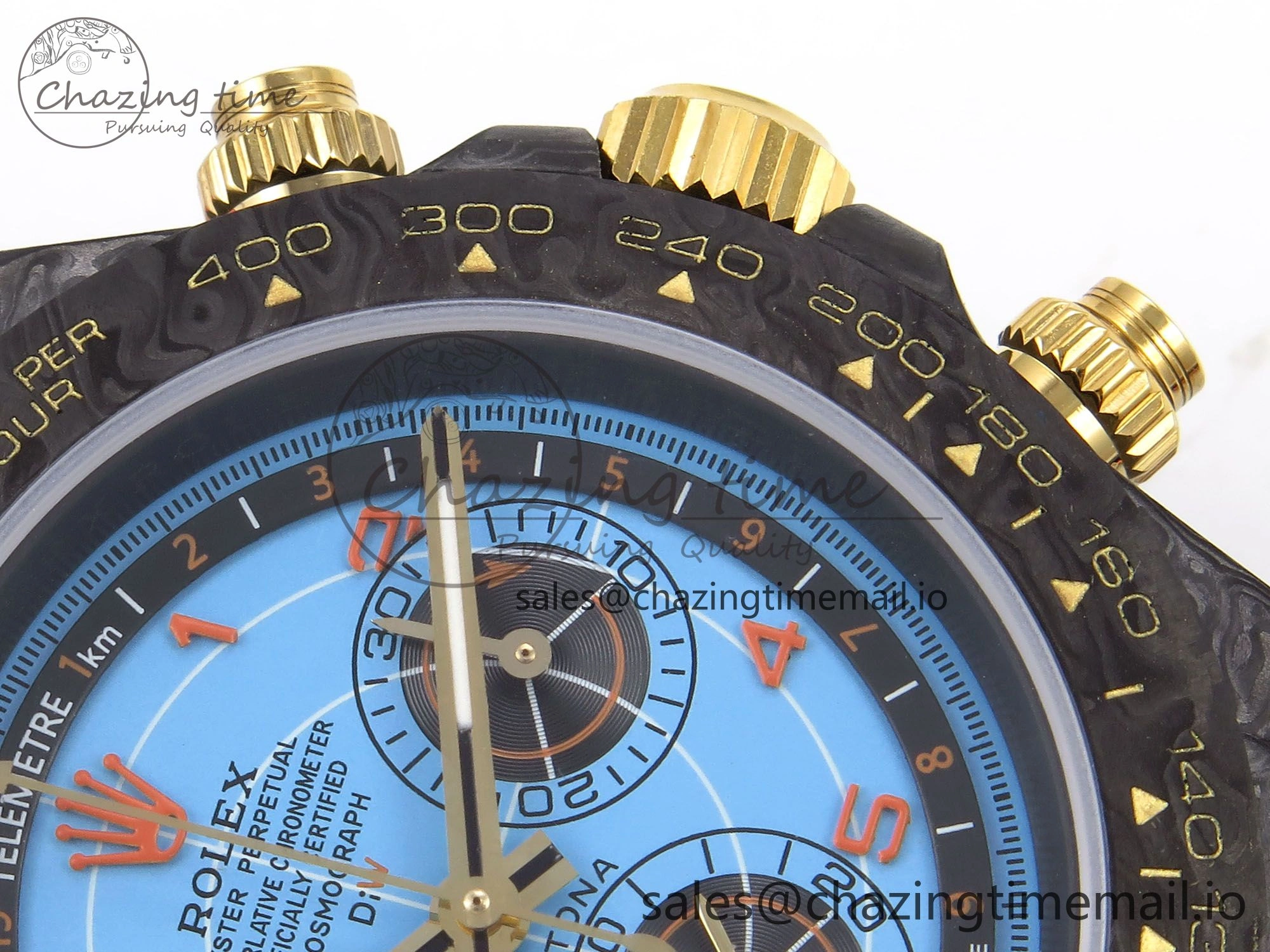 HighPerformance Daytona DIW “AVIA AZURE BLUE”” Carbon DIWF 1:1 Best Edition Blue Dial on Orange Nylon Strap SH 1077
