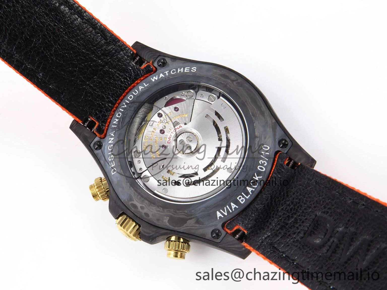 HighPerformance Daytona DIW “AVIA AZURE BLUE”” Carbon DIWF 1:1 Best Edition Blue Dial on Orange Nylon Strap SH 1077