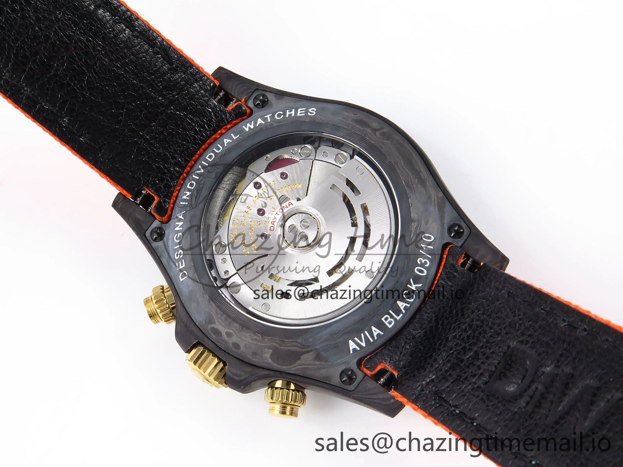 HighPerformance Daytona DIW “AVIA AZURE BLUE”” Carbon DIWF 1:1 Best Edition Blue Dial on Orange Nylon Strap SH 1077