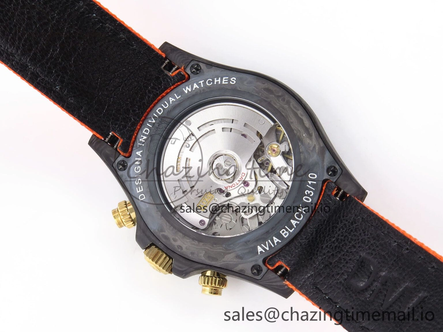 HighPerformance Daytona DIW “AVIA AZURE BLUE”” Carbon DIWF 1:1 Best Edition Blue Dial on Orange Nylon Strap SH 1077