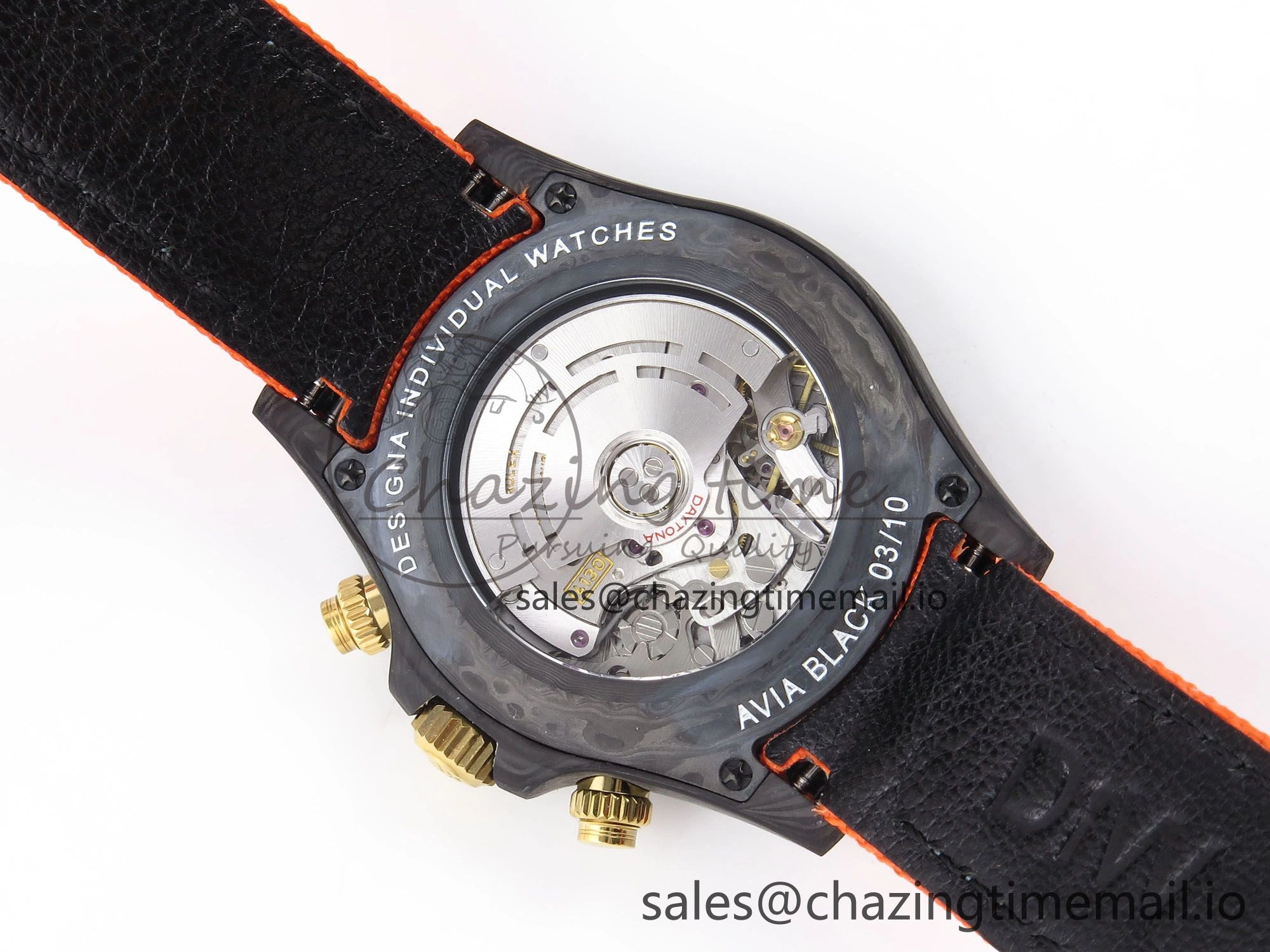 HighPerformance Daytona DIW “AVIA AZURE BLUE”” Carbon DIWF 1:1 Best Edition Blue Dial on Orange Nylon Strap SH 1077