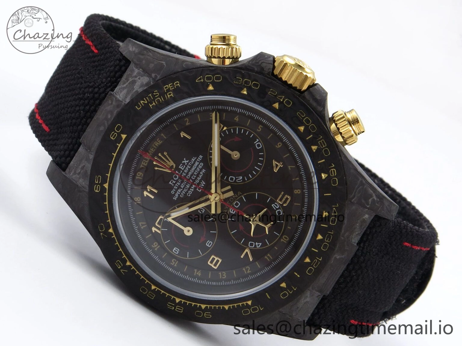 Daytona DIW “AVIA BLACK” Carbon DIWF 1:1 Best Edition Black Red Dial on Black Nylon Strap SH OdorResistant 1078