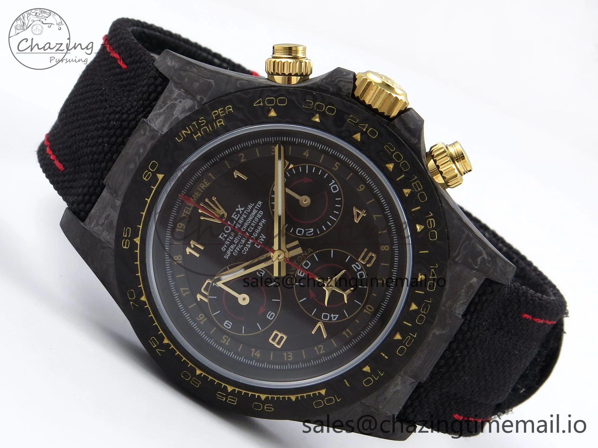 Daytona DIW “AVIA BLACK” Carbon DIWF 1:1 Best Edition Black Red Dial on Black Nylon Strap SH OdorResistant 1078