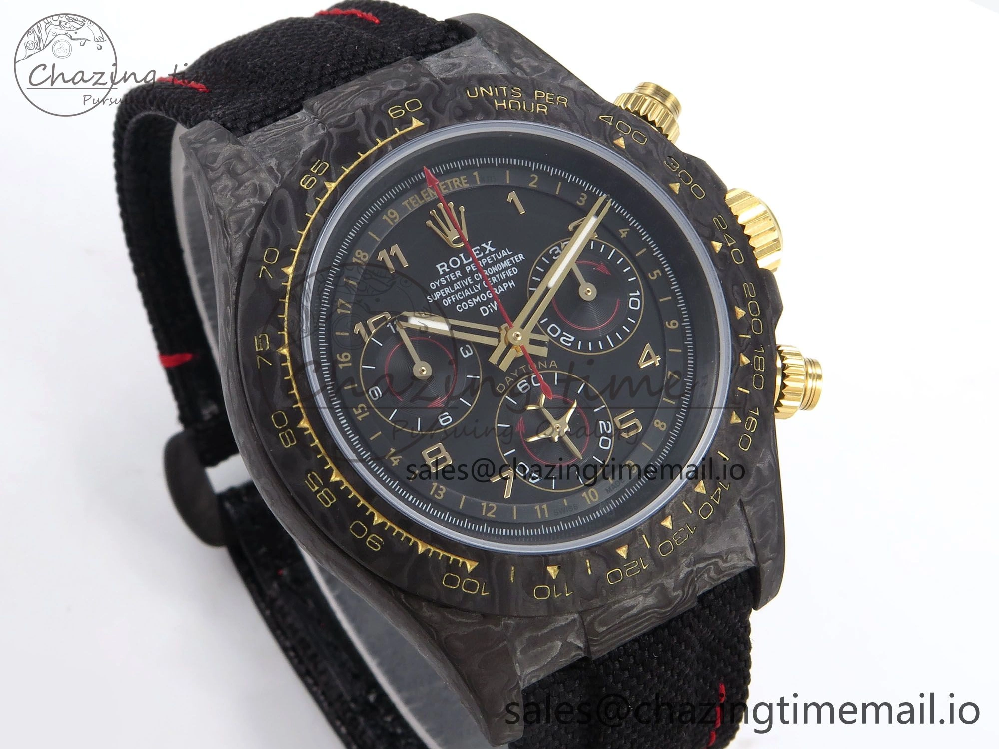 Daytona DIW “AVIA BLACK” Carbon DIWF 1:1 Best Edition Black Red Dial on Black Nylon Strap SH OdorResistant 1078