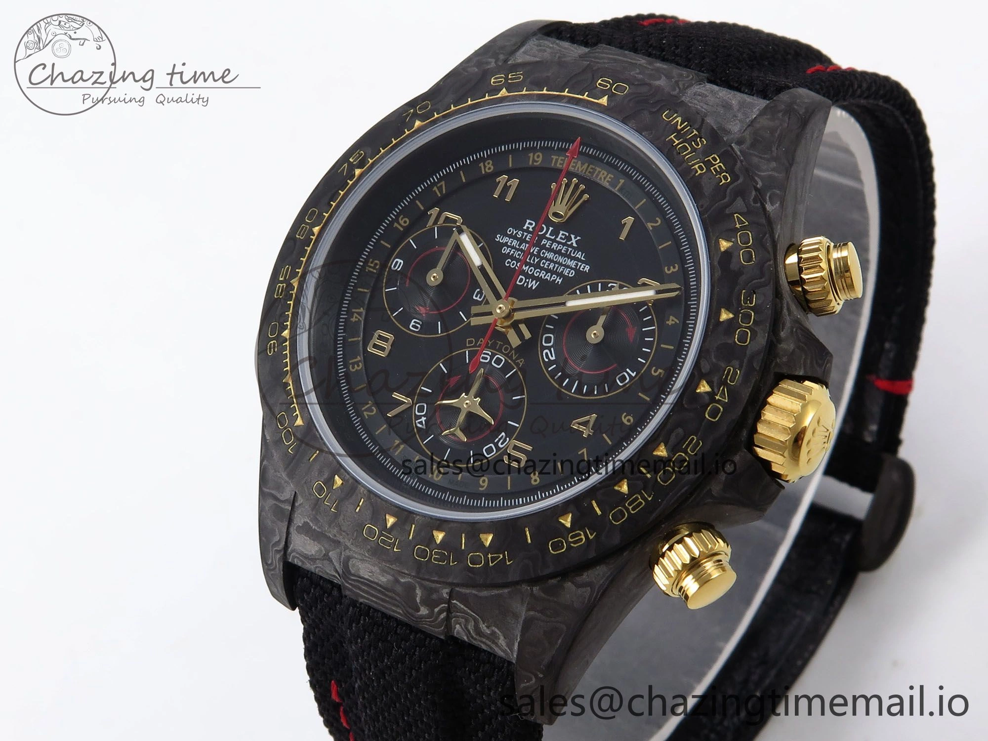 Daytona DIW “AVIA BLACK” Carbon DIWF 1:1 Best Edition Black Red Dial on Black Nylon Strap SH OdorResistant 1078