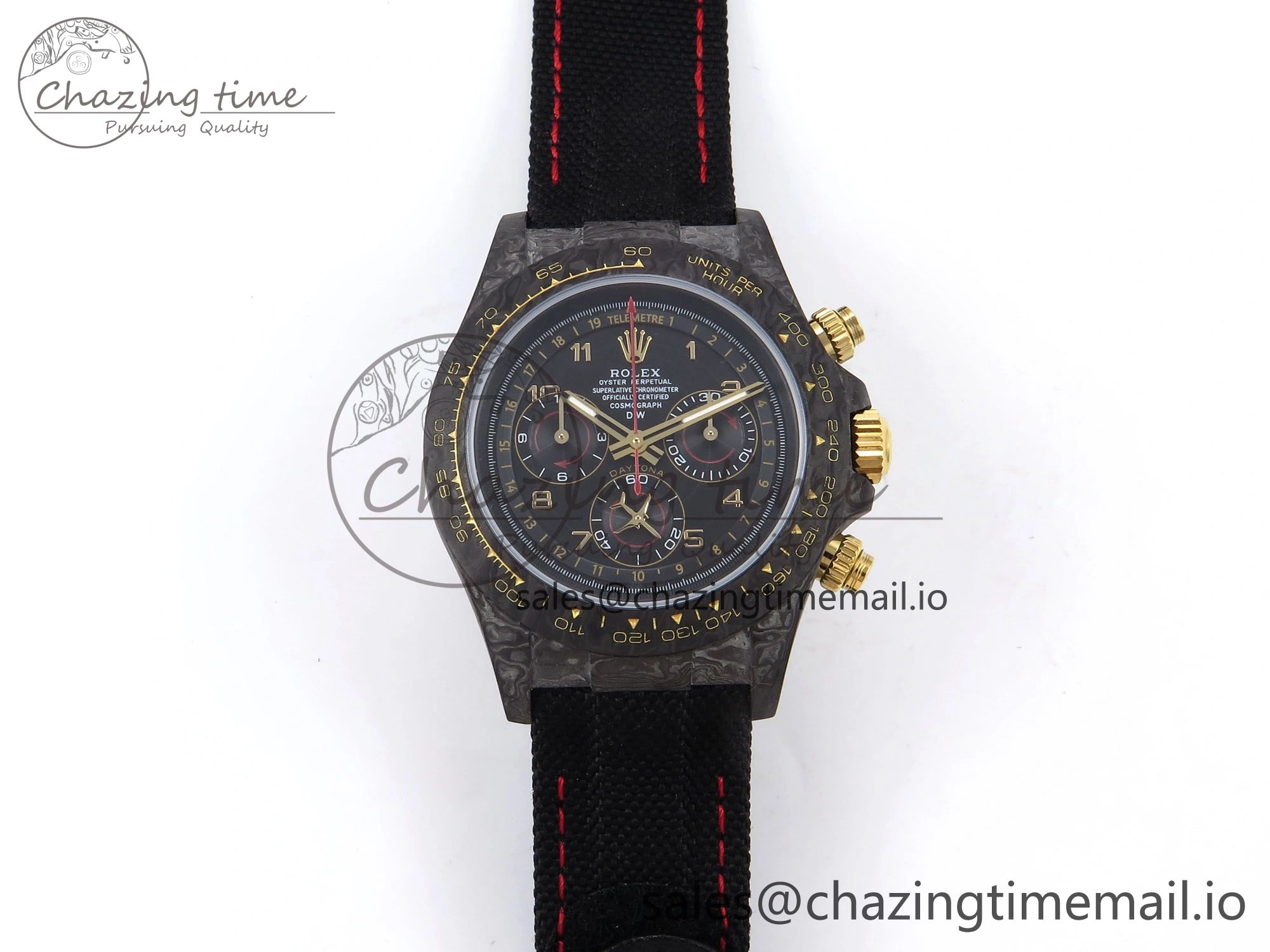 Daytona DIW “AVIA BLACK” Carbon DIWF 1:1 Best Edition Black Red Dial on Black Nylon Strap SH OdorResistant 1078