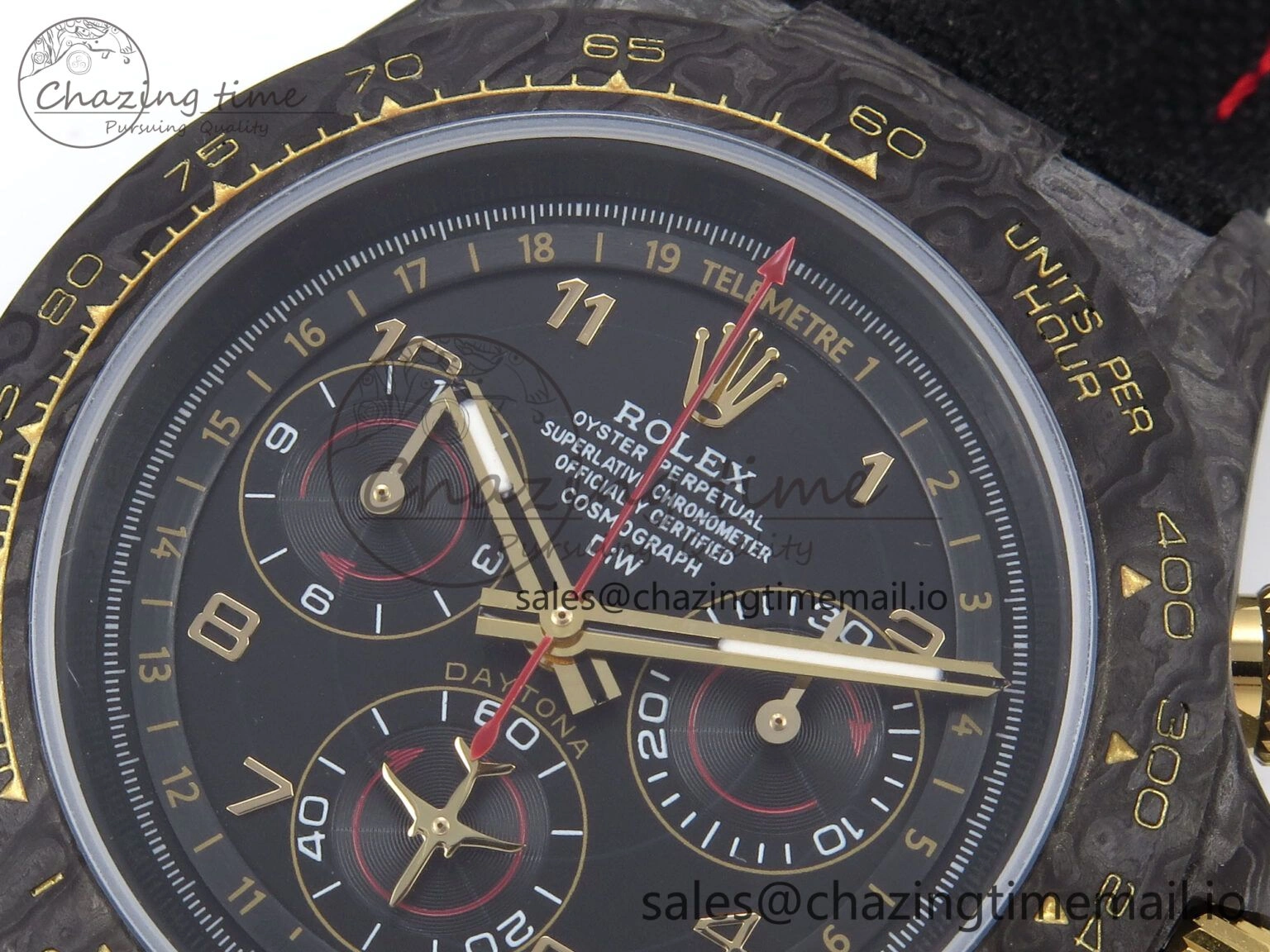 Daytona DIW “AVIA BLACK” Carbon DIWF 1:1 Best Edition Black Red Dial on Black Nylon Strap SH OdorResistant 1078