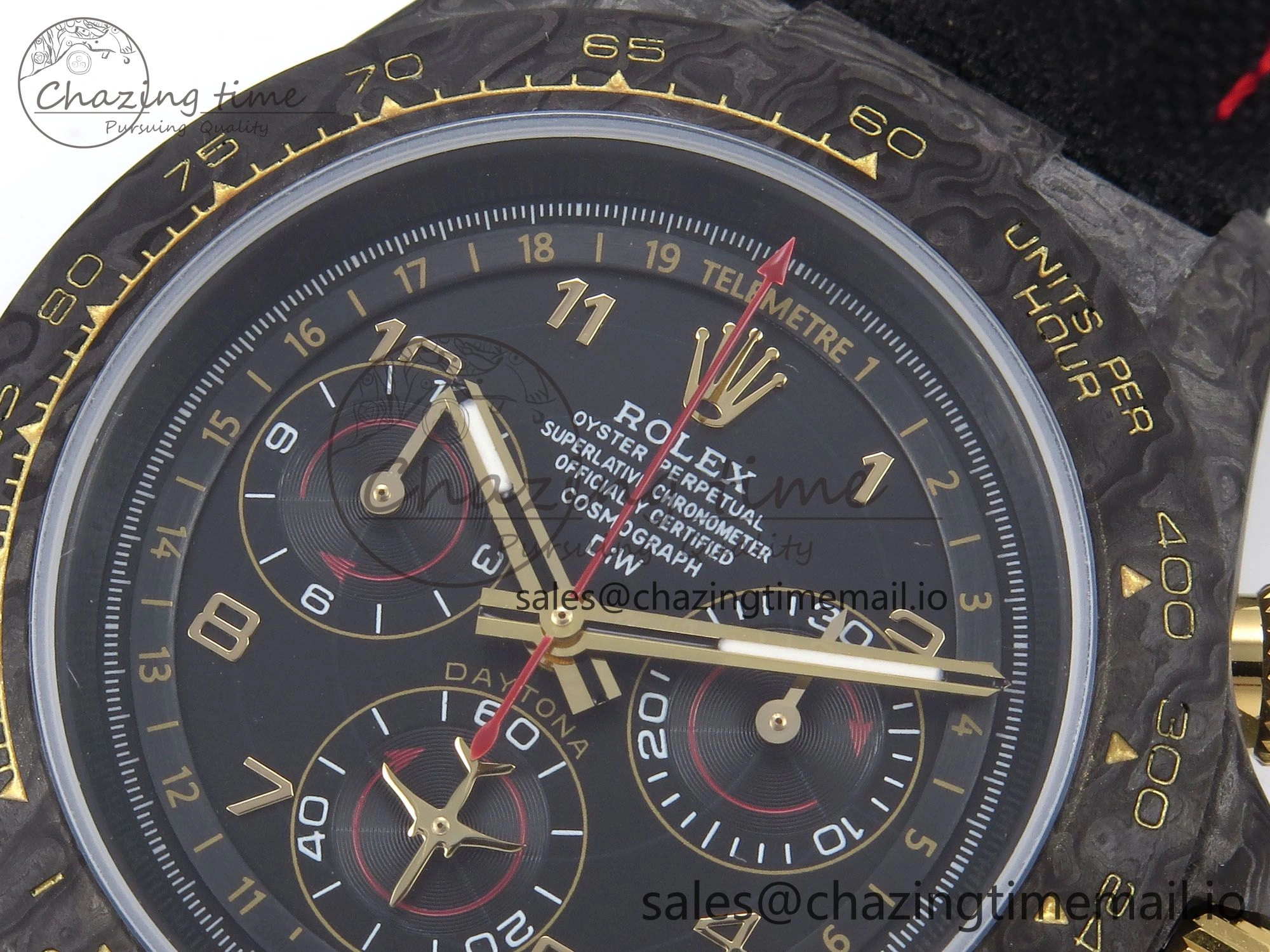 Daytona DIW “AVIA BLACK” Carbon DIWF 1:1 Best Edition Black Red Dial on Black Nylon Strap SH OdorResistant 1078