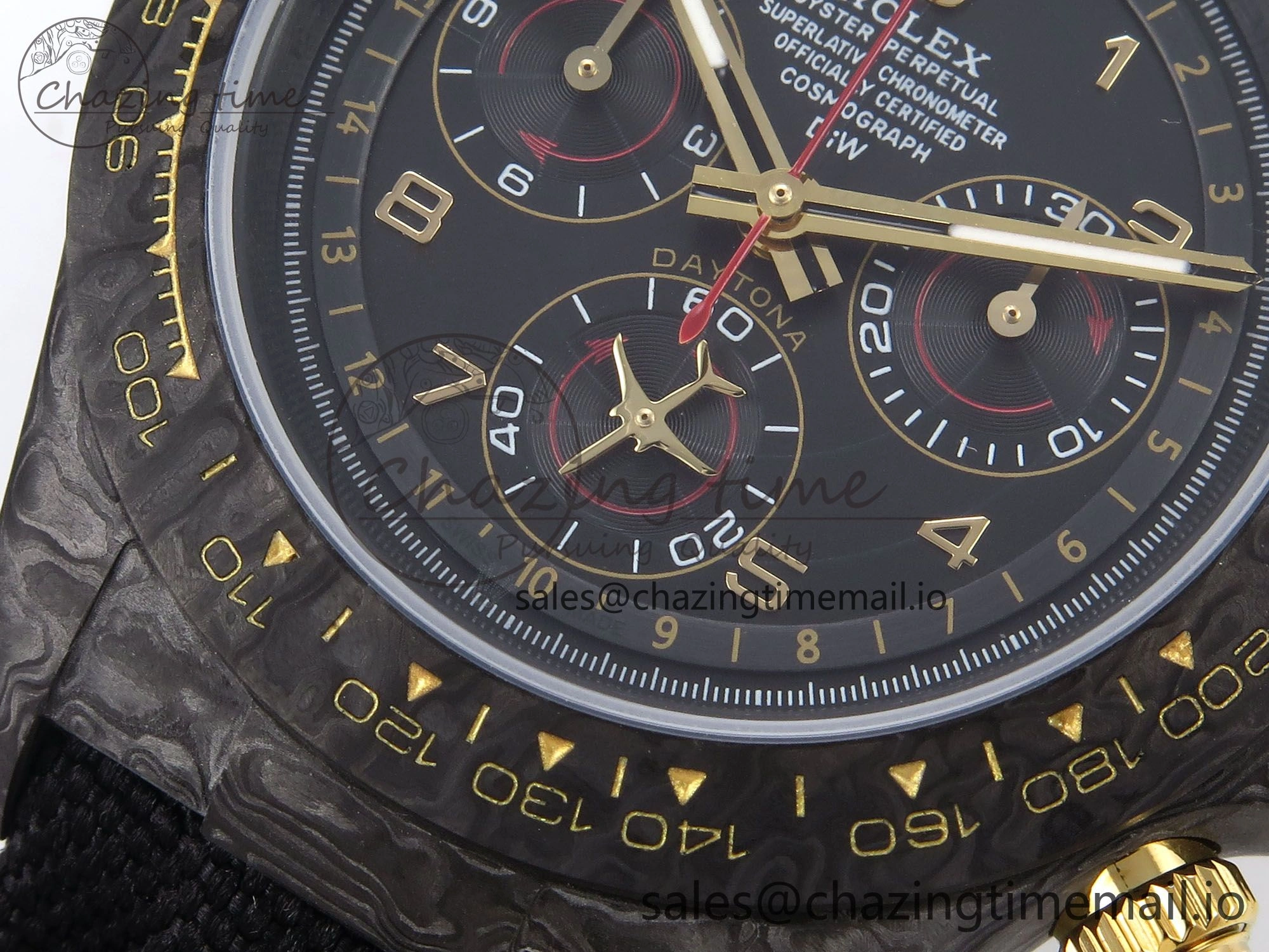 Daytona DIW “AVIA BLACK” Carbon DIWF 1:1 Best Edition Black Red Dial on Black Nylon Strap SH OdorResistant 1078
