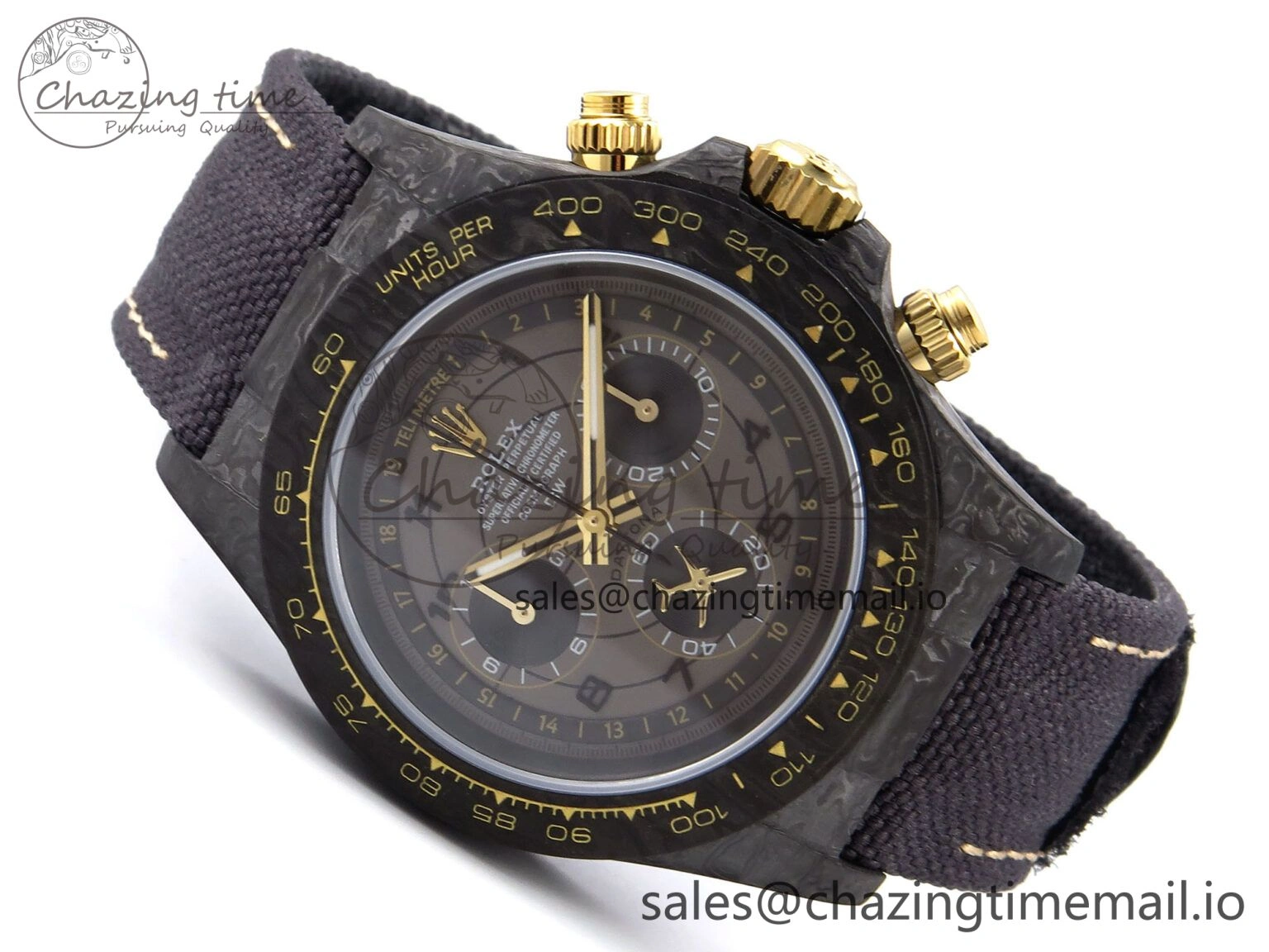 Functional Daytona DIW “AVIA GREY” Carbon DIWF 1:1 Best Edition Gray Yellow Dial on Black Nylon Strap SH 1075