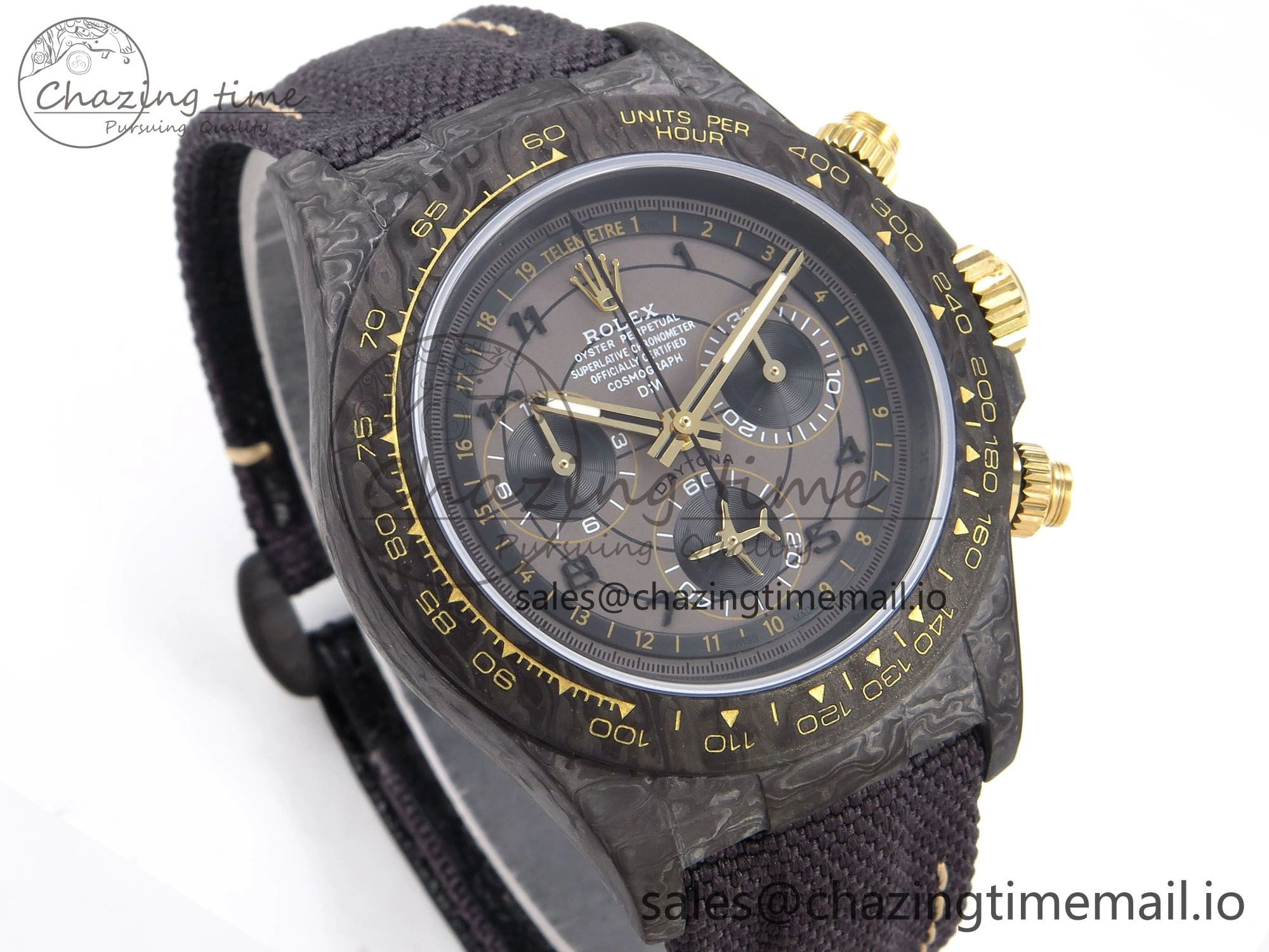 Functional Daytona DIW “AVIA GREY” Carbon DIWF 1:1 Best Edition Gray Yellow Dial on Black Nylon Strap SH 1075