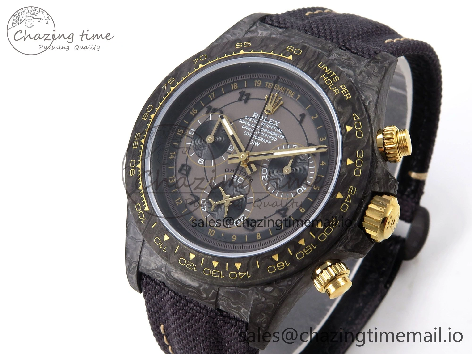 Functional Daytona DIW “AVIA GREY” Carbon DIWF 1:1 Best Edition Gray Yellow Dial on Black Nylon Strap SH 1075