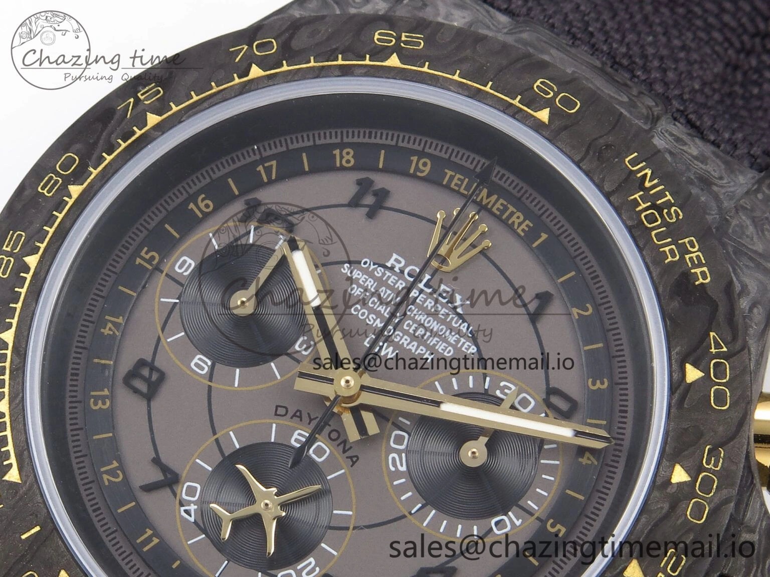 Functional Daytona DIW “AVIA GREY” Carbon DIWF 1:1 Best Edition Gray Yellow Dial on Black Nylon Strap SH 1075
