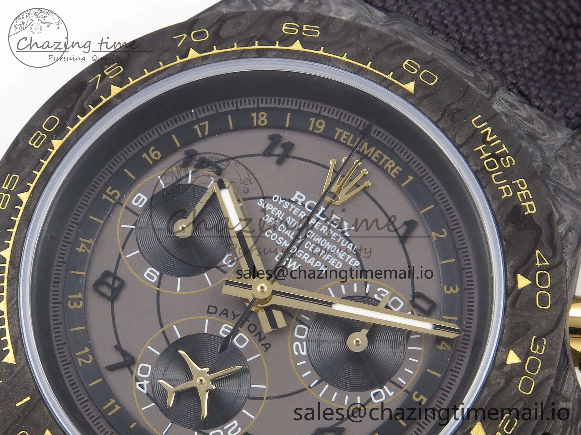 Functional Daytona DIW “AVIA GREY” Carbon DIWF 1:1 Best Edition Gray Yellow Dial on Black Nylon Strap SH 1075