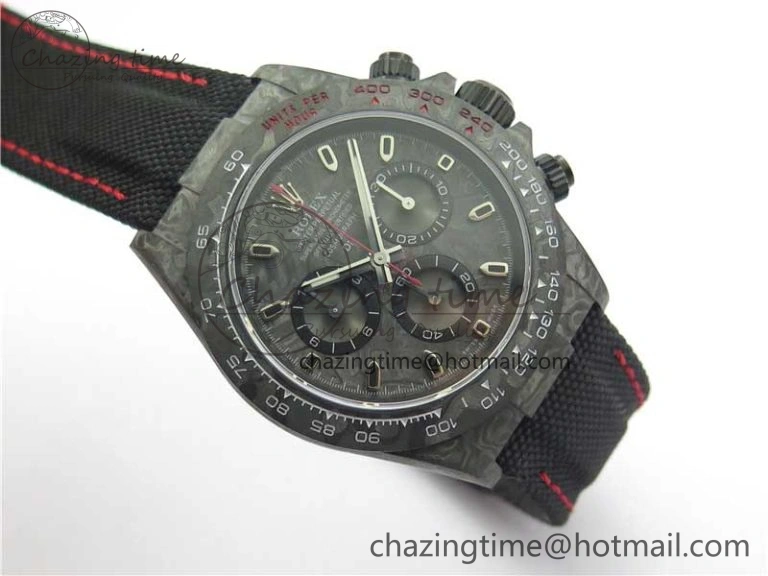 TechFriendly Daytona DIW All Black Carbon Noob 1:1 Best Edition Black Dial on Black Nylon Strap SA 2582