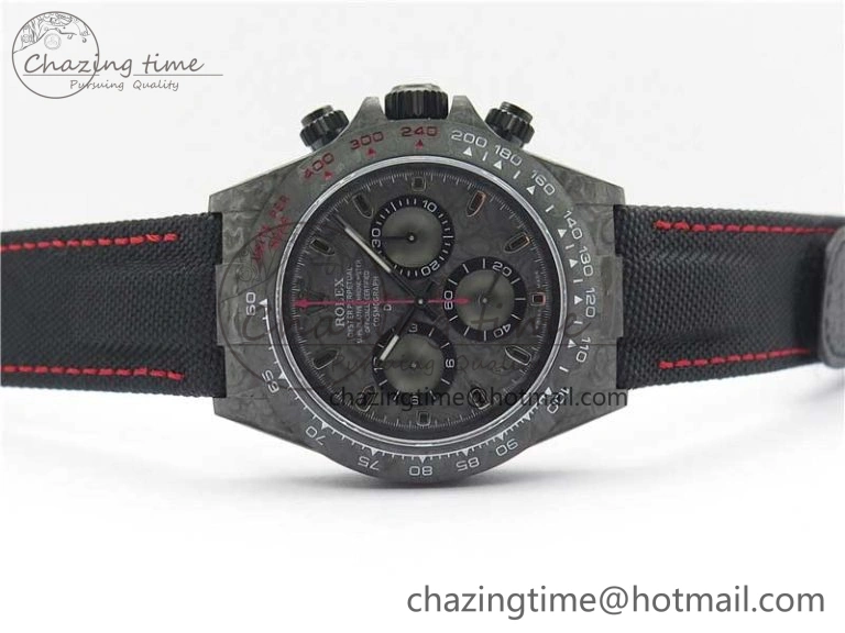 TechFriendly Daytona DIW All Black Carbon Noob 1:1 Best Edition Black Dial on Black Nylon Strap SA 2582