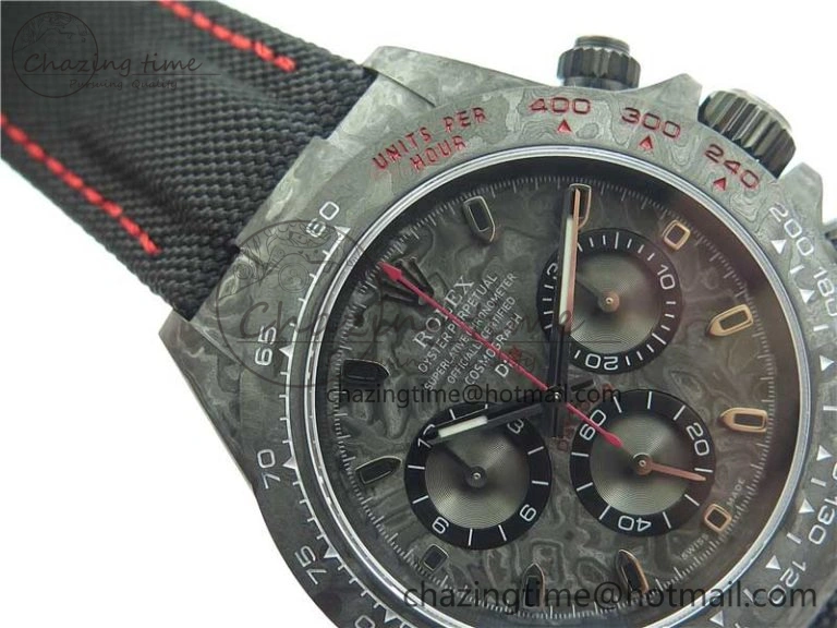 TechFriendly Daytona DIW All Black Carbon Noob 1:1 Best Edition Black Dial on Black Nylon Strap SA 2582