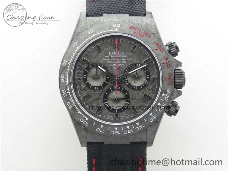 TechFriendly Daytona DIW All Black Carbon Noob 1:1 Best Edition Black Dial on Black Nylon Strap SA 2582