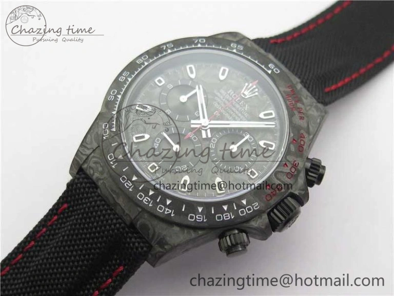 TechFriendly Daytona DIW All Black Carbon Noob 1:1 Best Edition Black Dial on Black Nylon Strap SA 2582