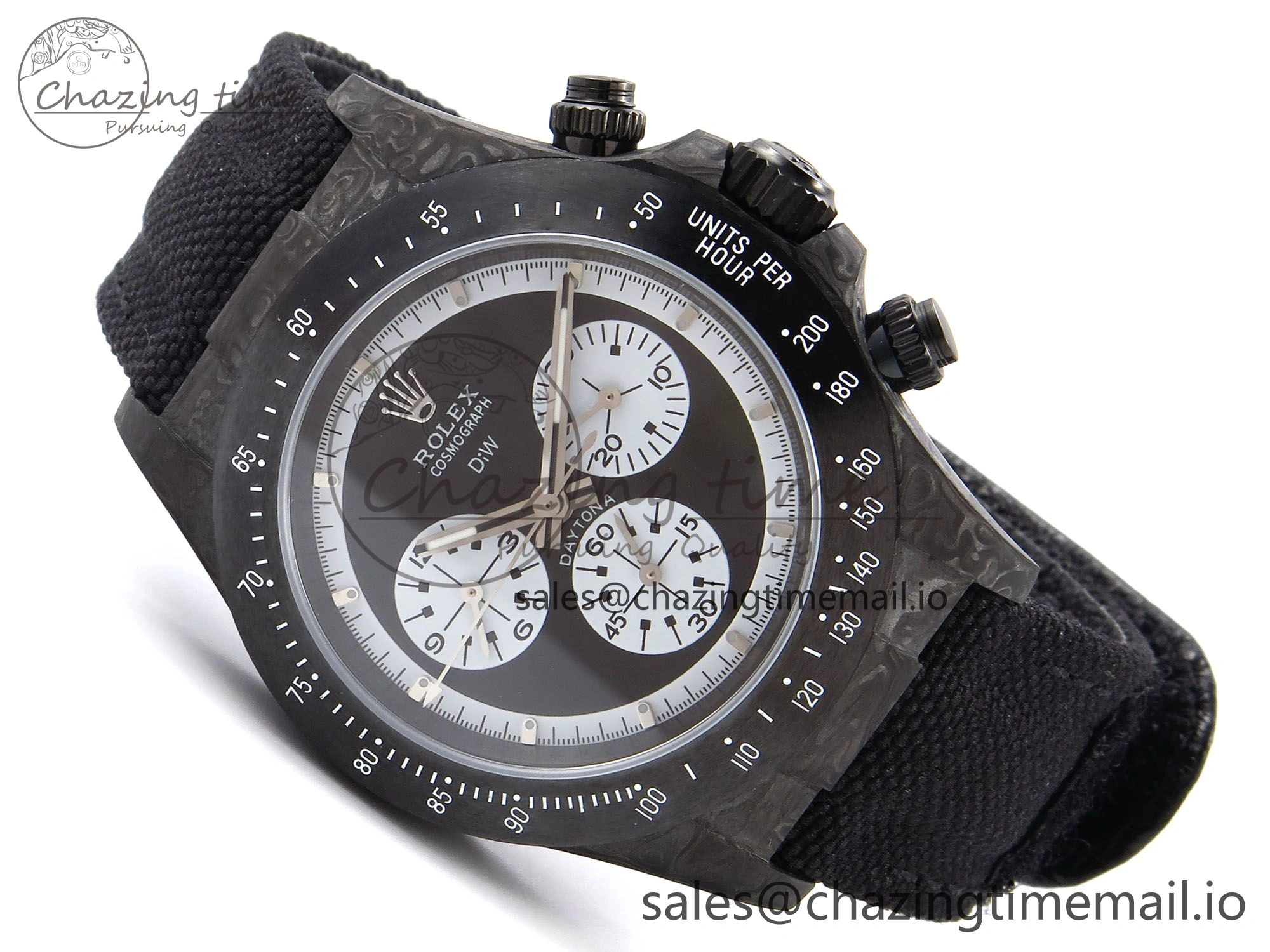 MultiPurpose Daytona DIW Black Carbon DIWF 1:1 Best Edition Black White Dial on Black Nylon Strap SH 1076