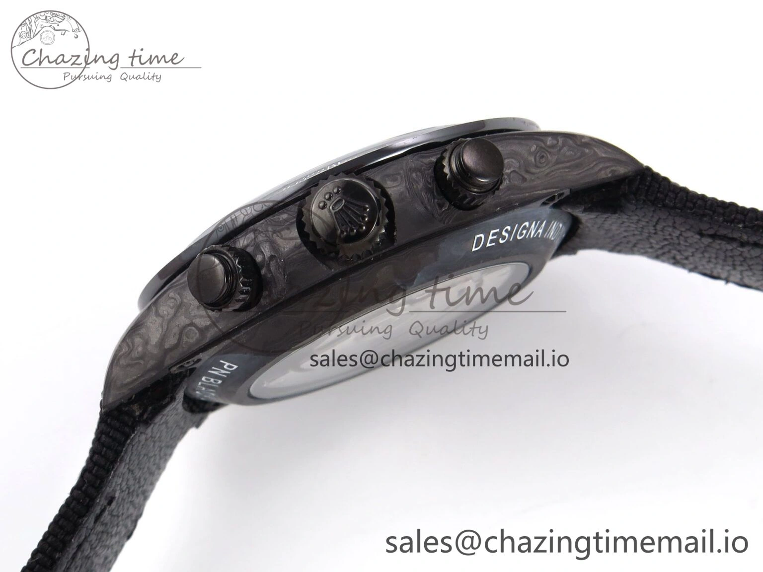 MultiPurpose Daytona DIW Black Carbon DIWF 1:1 Best Edition Black White Dial on Black Nylon Strap SH 1076