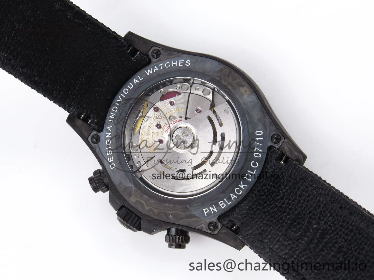 MultiPurpose Daytona DIW Black Carbon DIWF 1:1 Best Edition Black White Dial on Black Nylon Strap SH 1076