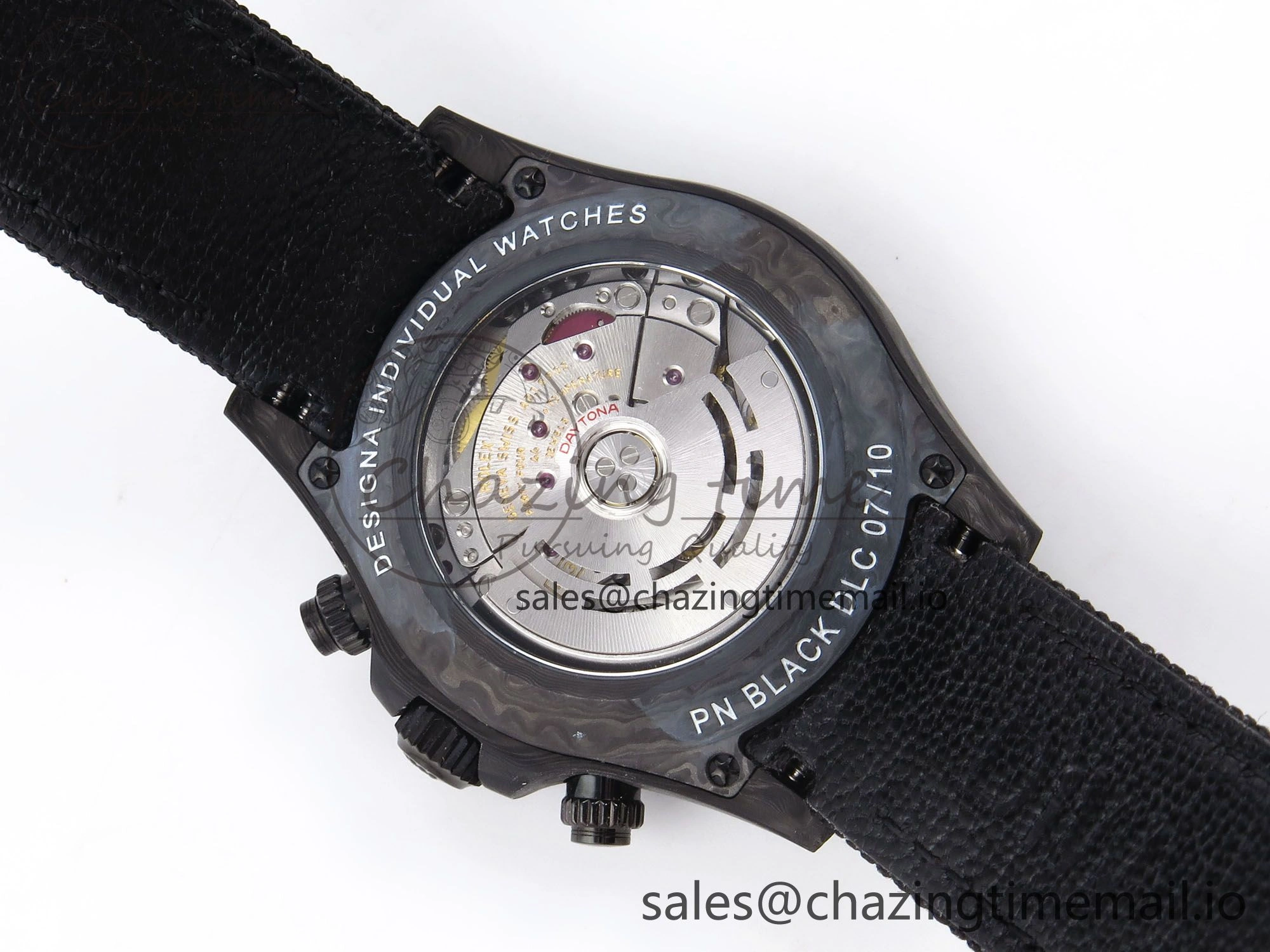 MultiPurpose Daytona DIW Black Carbon DIWF 1:1 Best Edition Black White Dial on Black Nylon Strap SH 1076