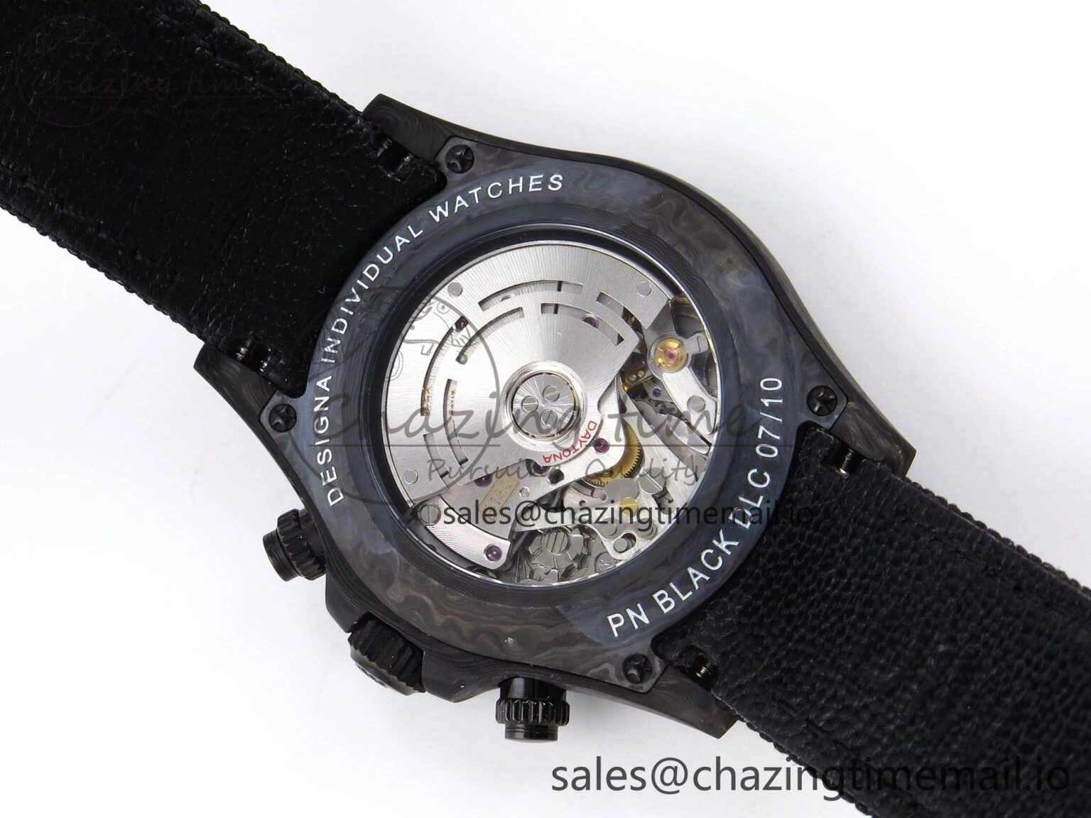 MultiPurpose Daytona DIW Black Carbon DIWF 1:1 Best Edition Black White Dial on Black Nylon Strap SH 1076