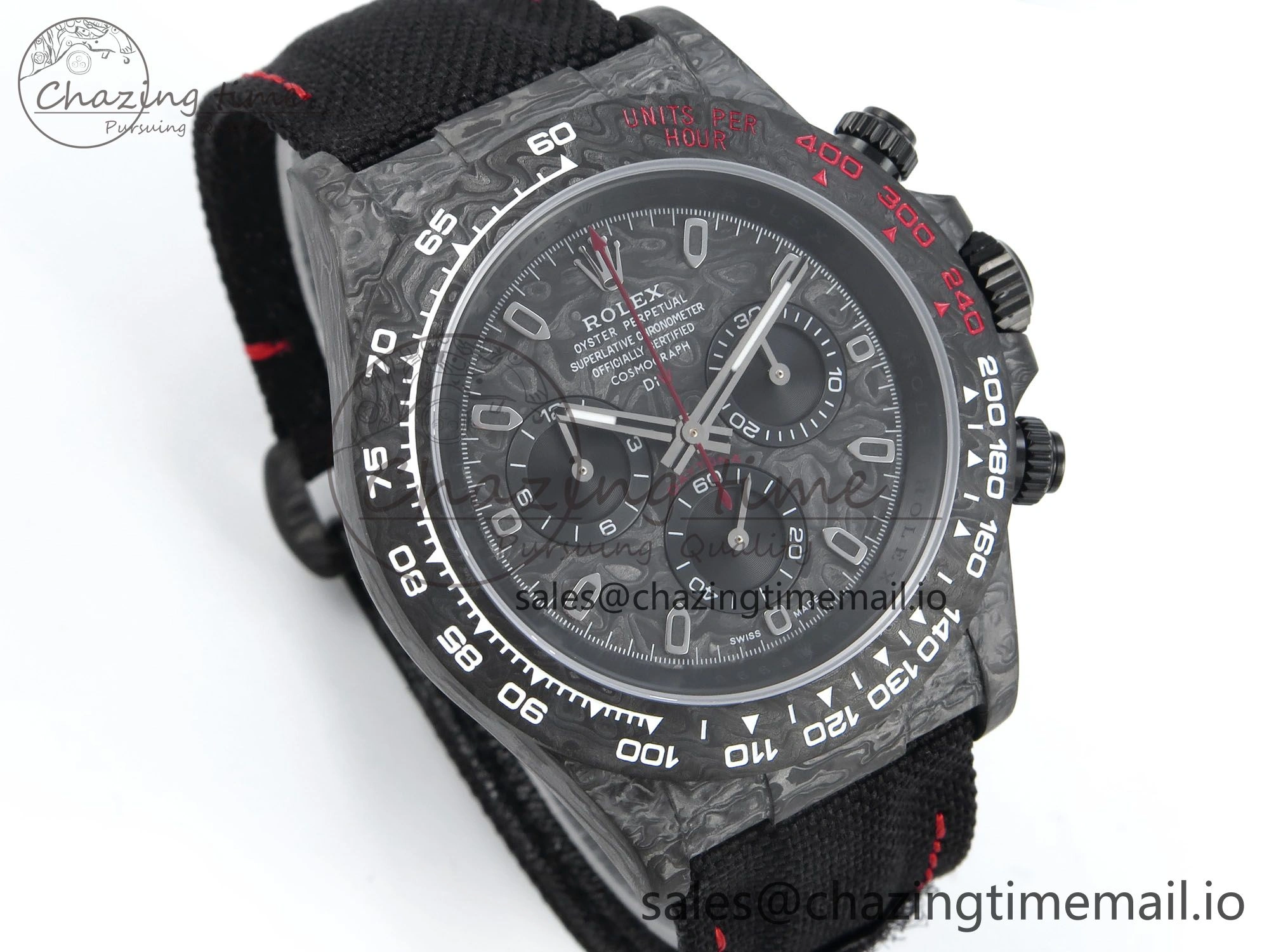 OnTrend Daytona DIW Black Carbon DIWF Best Edition Carbon Dial on Black Nylon Strap DD 493
