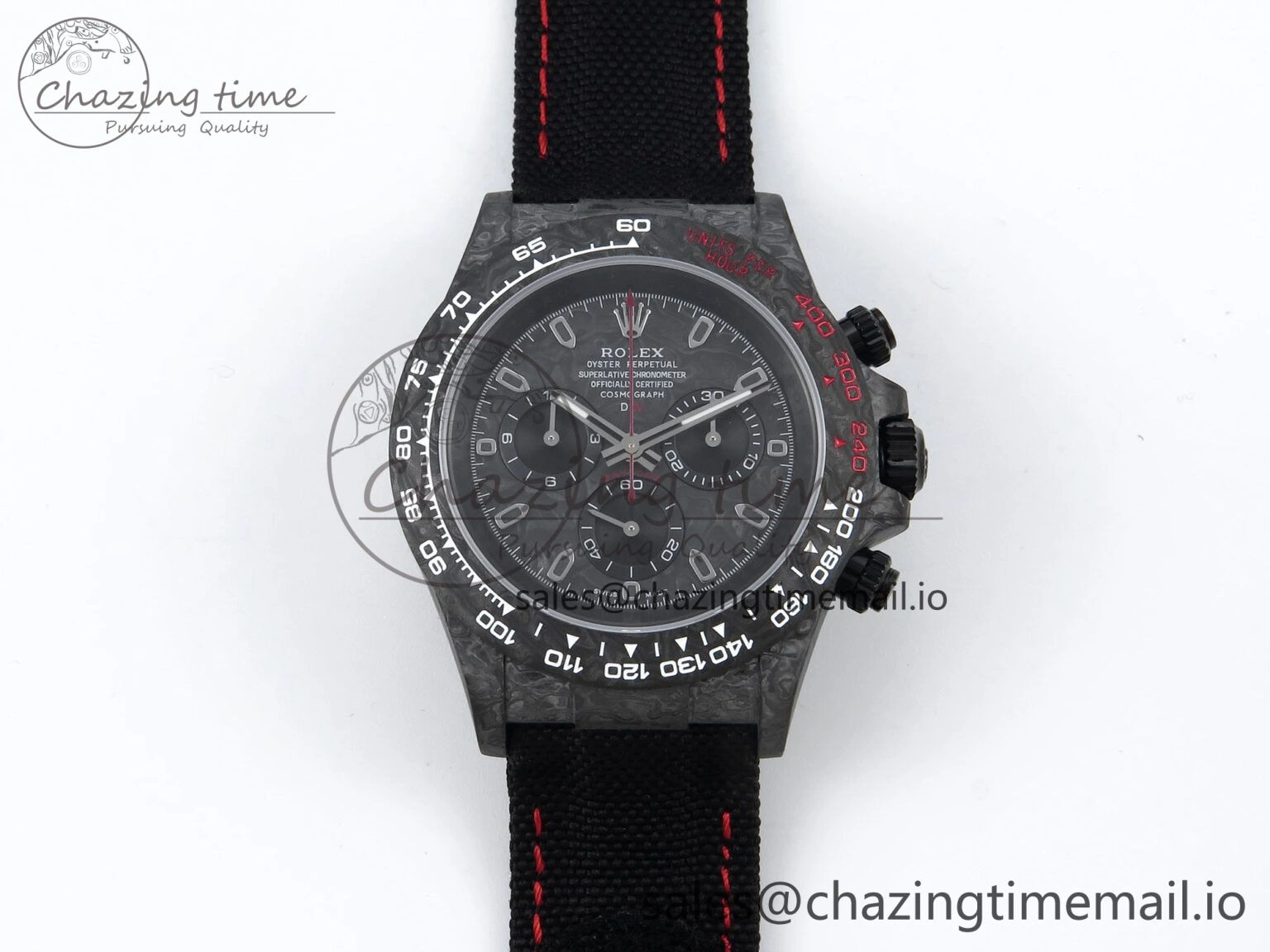 OnTrend Daytona DIW Black Carbon DIWF Best Edition Carbon Dial on Black Nylon Strap DD 493