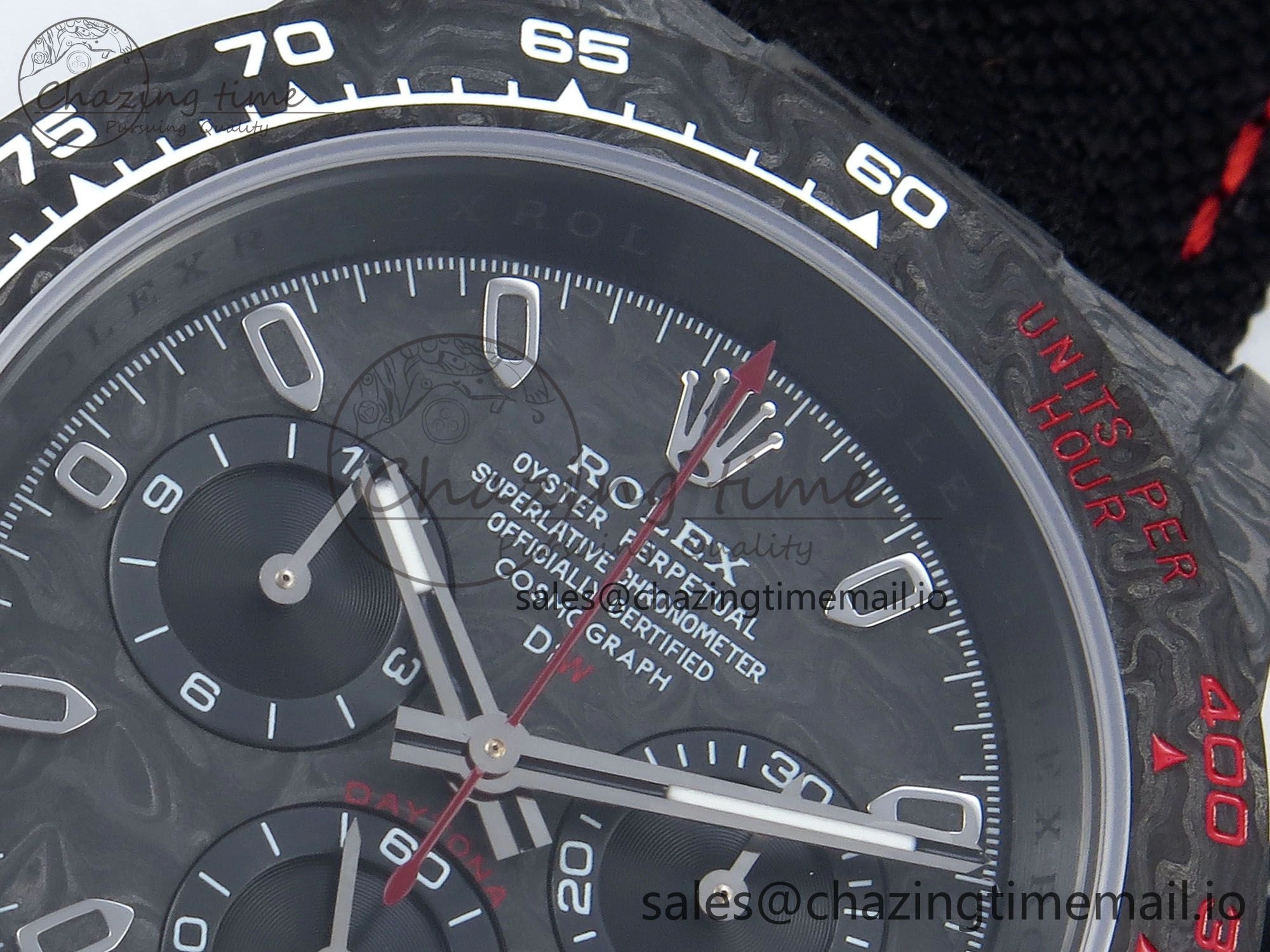 OnTrend Daytona DIW Black Carbon DIWF Best Edition Carbon Dial on Black Nylon Strap DD 493