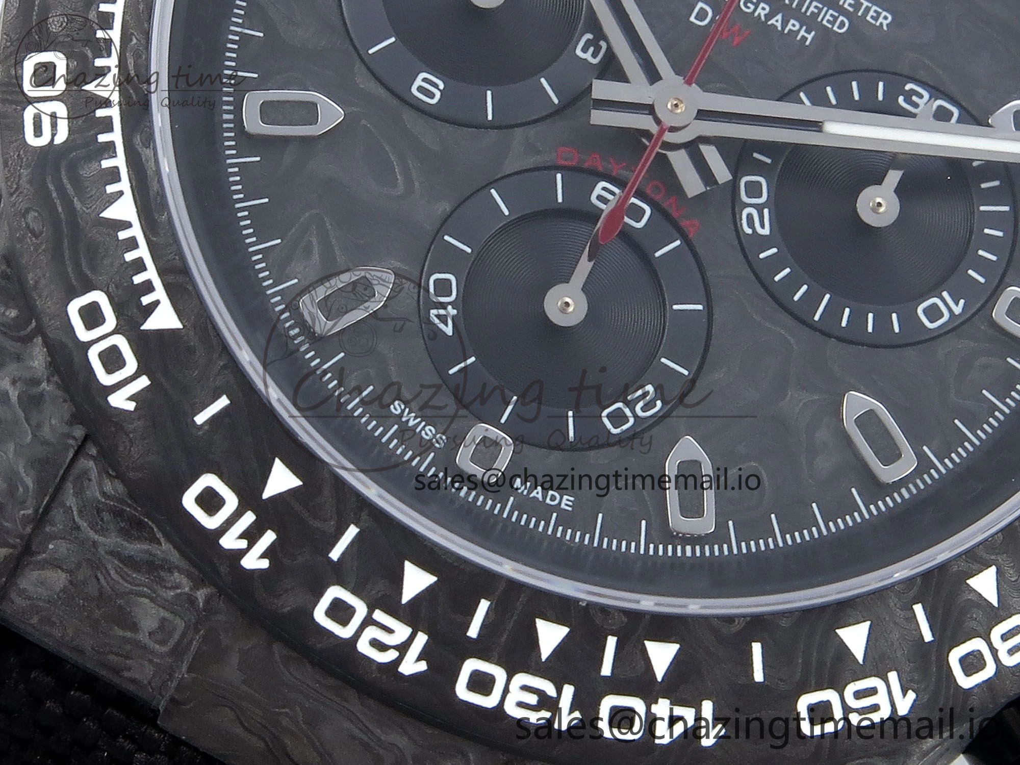 OnTrend Daytona DIW Black Carbon DIWF Best Edition Carbon Dial on Black Nylon Strap DD 493