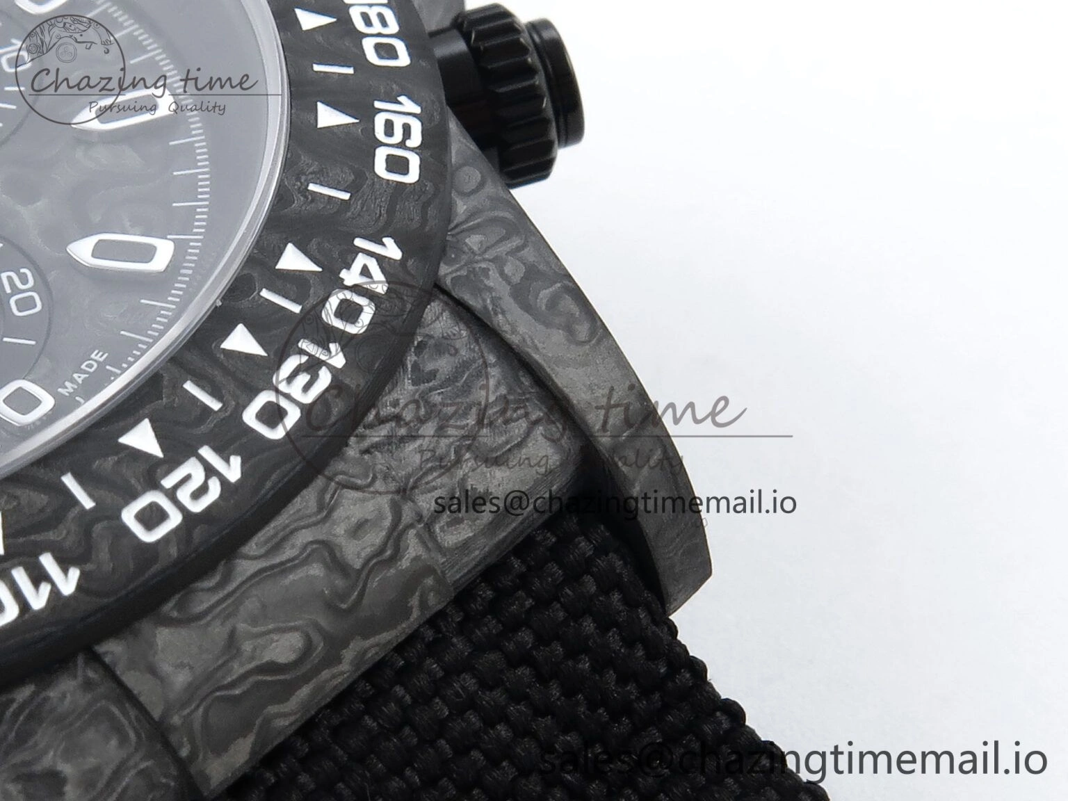 OnTrend Daytona DIW Black Carbon DIWF Best Edition Carbon Dial on Black Nylon Strap DD 493